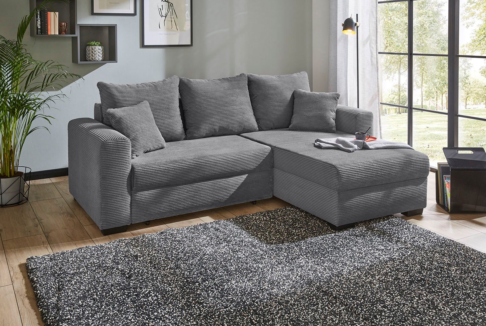 Jockenhöfer Gruppe Ecksofa Ecksofa Elmau, Größe Ottomane: L, B:235cm, optional mit Topper, mit Schlaffunktion, Bettkasten & 2 Zierkissen