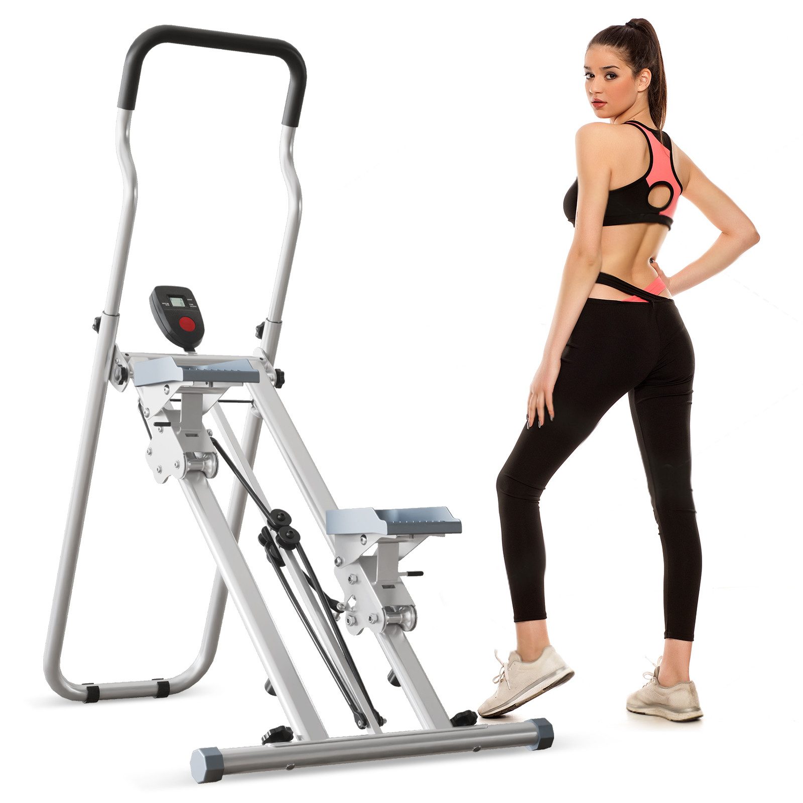 PEALOV Stepper Klappbarer Fitness Stepper mit LCD-Display, Verstellbar (1-tlg), Vertical Climber Stepper, Heimtrainer für Zuhause