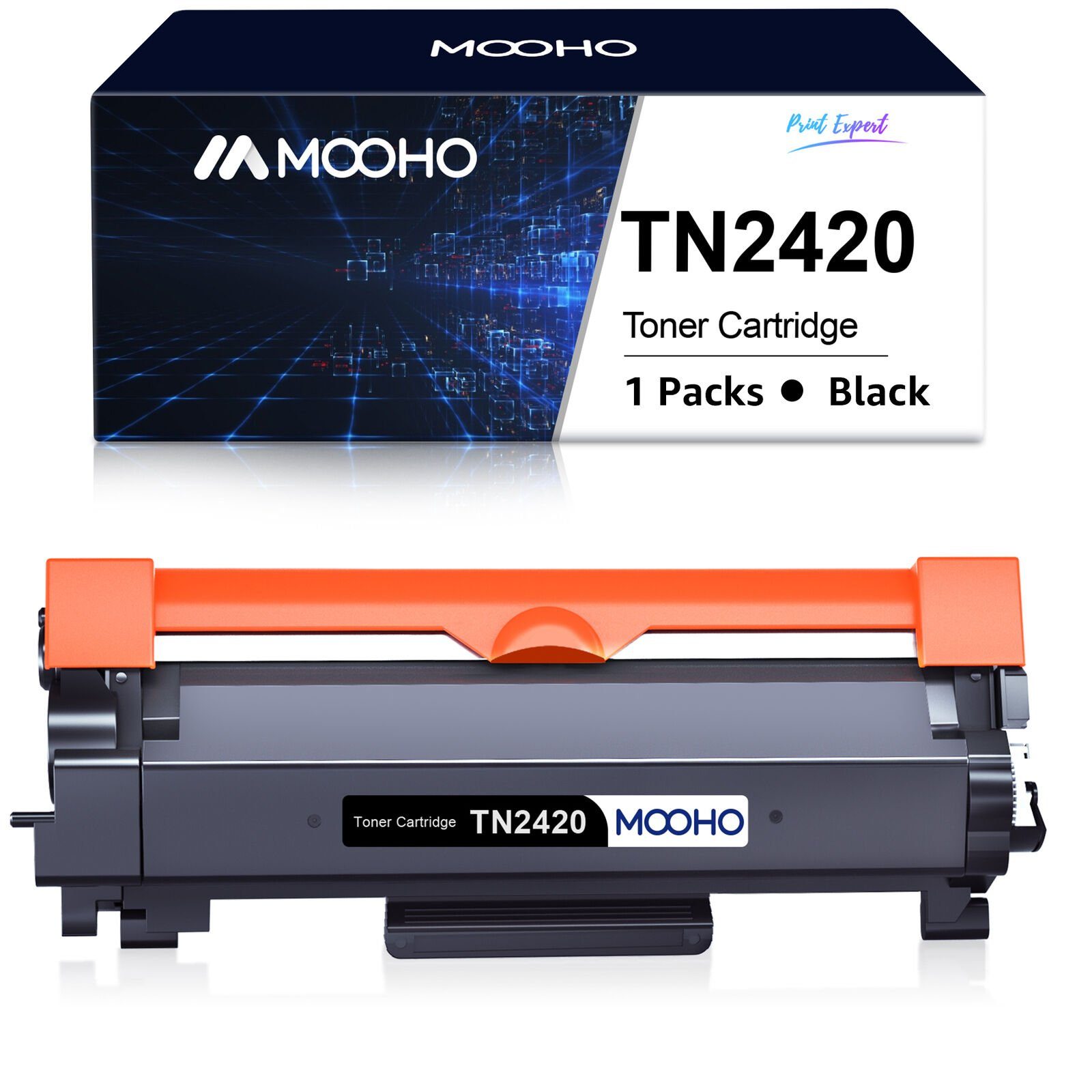 MOOHO Tonerpatrone TN2420 TN 2410 TN-2420 Toner MFC-L2750DW L2710DN L2710DW L2730DW, (mit Chip HL-L2350DW L2310D L2357DW L2375DW L2370DN MFC-L2710DN L2710DW L2730DW L2750DW DCP-L2510D L2530DW L2537DW L2550DN) 1 Schwarz