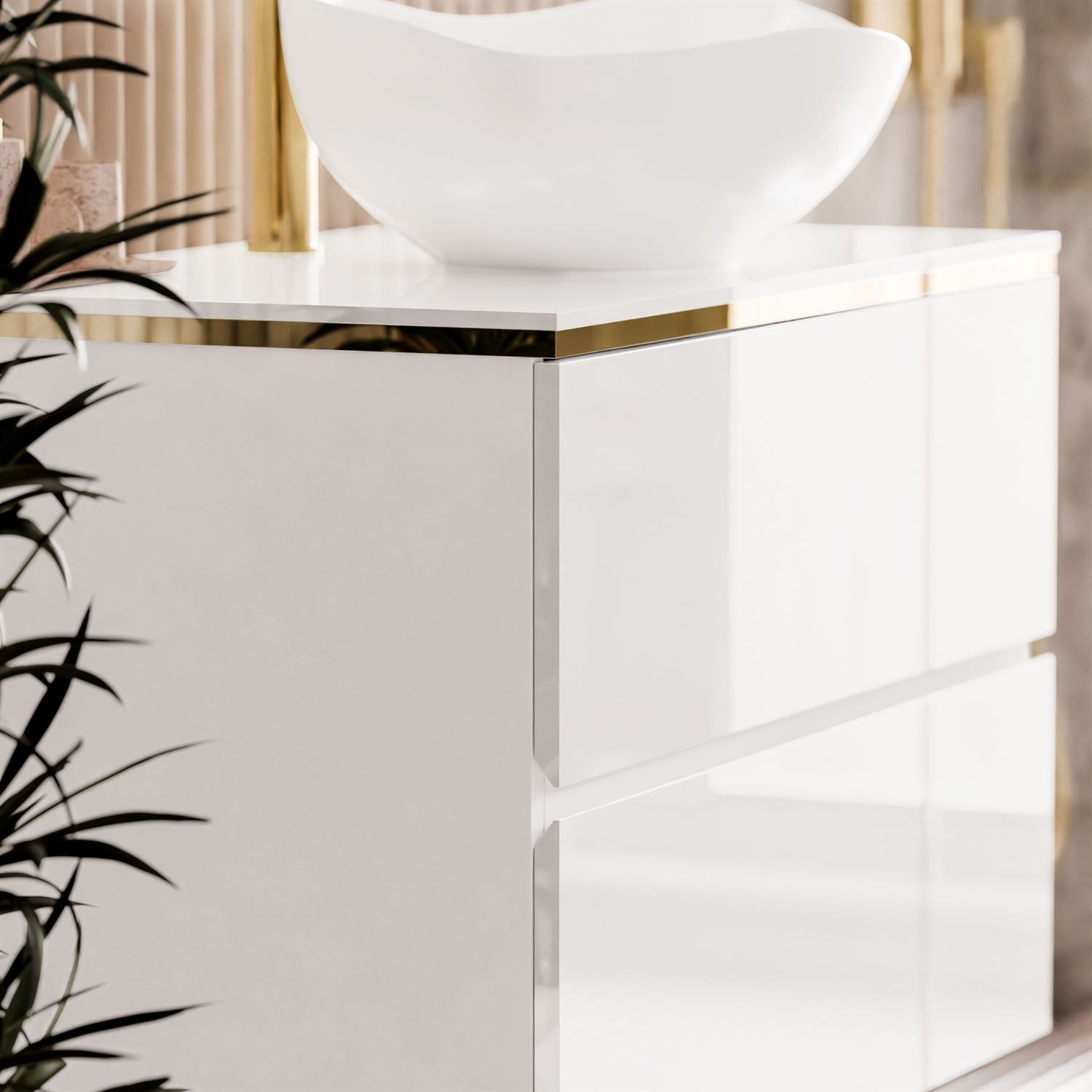 Lookway Badmöbel-Set AURORA GOLD Badezimmerschrank mit praktische Schubladen, 80x55x45 cm – Bild 5 von 5