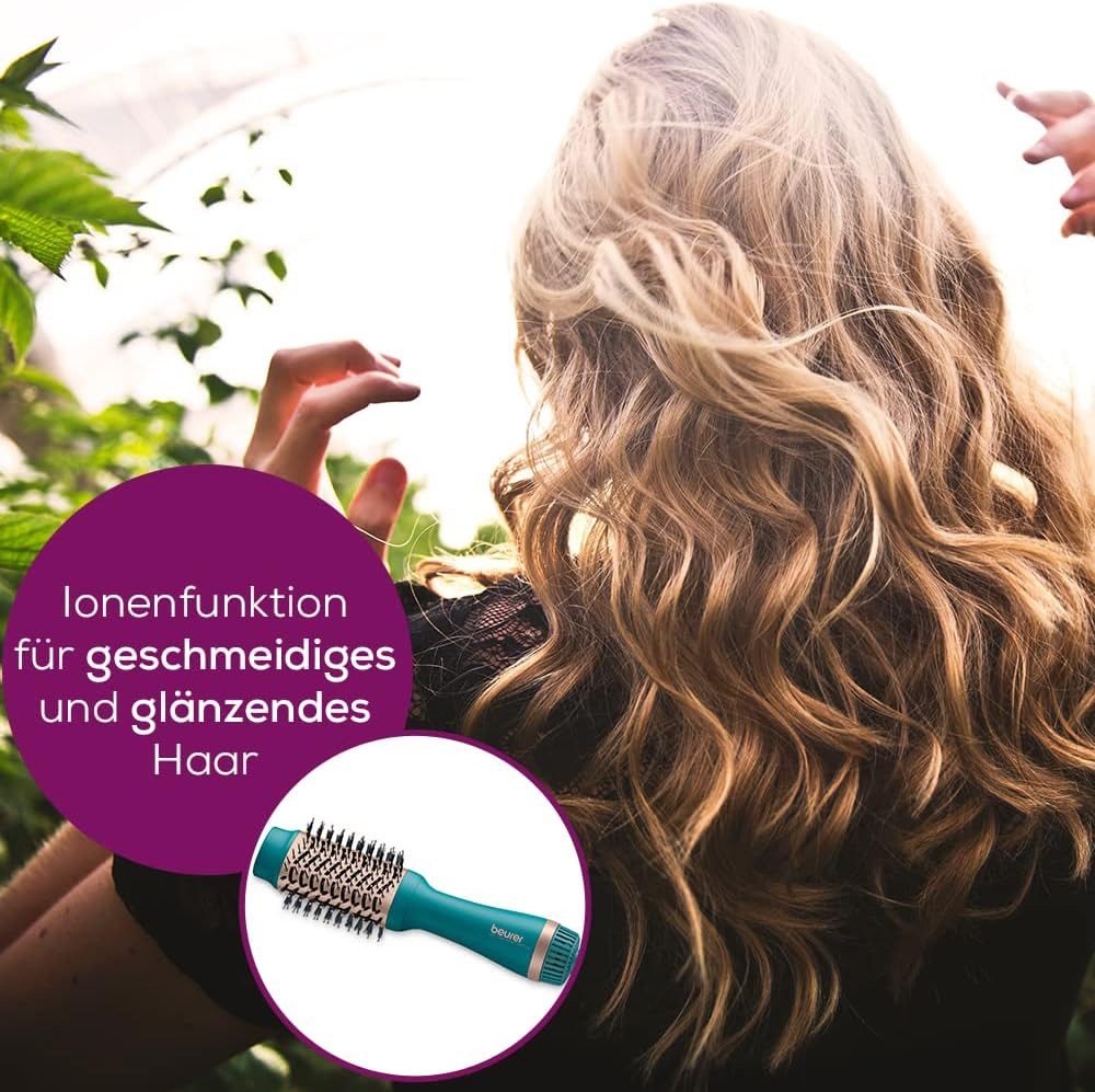BEURER Warmluftbürste HC 45 Ocean, 2-in-1 Volumen-& Haartrocknungsbürste, Keramik-Keratin Beschichtung blau