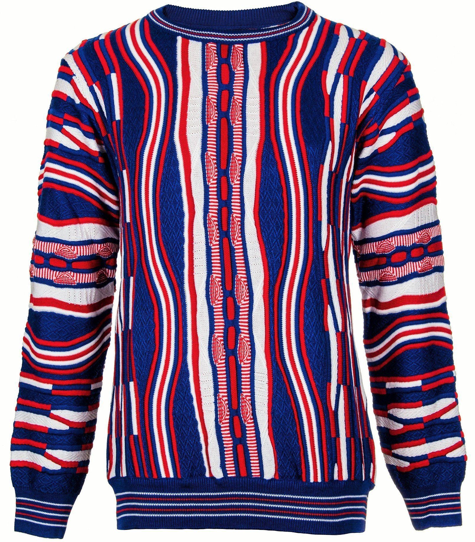 Cascallo Вязаные свитера Melvin - Gestrickter Luxus Designer Rundhals-Pullover Regular Fit (1-tlg) 3D Optik