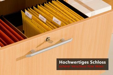 bümö Aktenschrank office Hängeregister Kombi - 2 Schübe Dekor: Buche/Silber - Griffe: Relinggriff (Kunststoff)