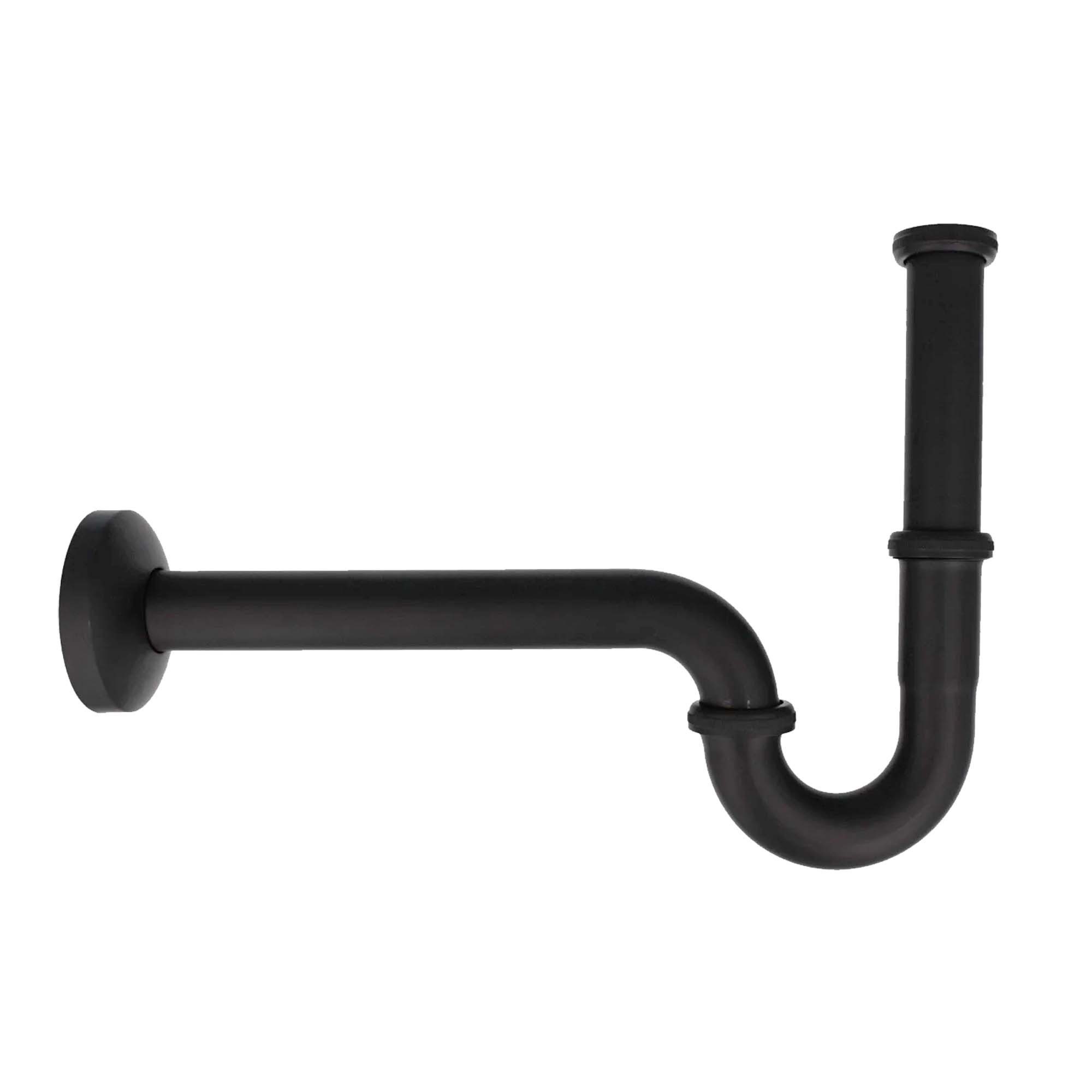 Siphon Röhrengeruchsverschluss Messing schwarz-matt