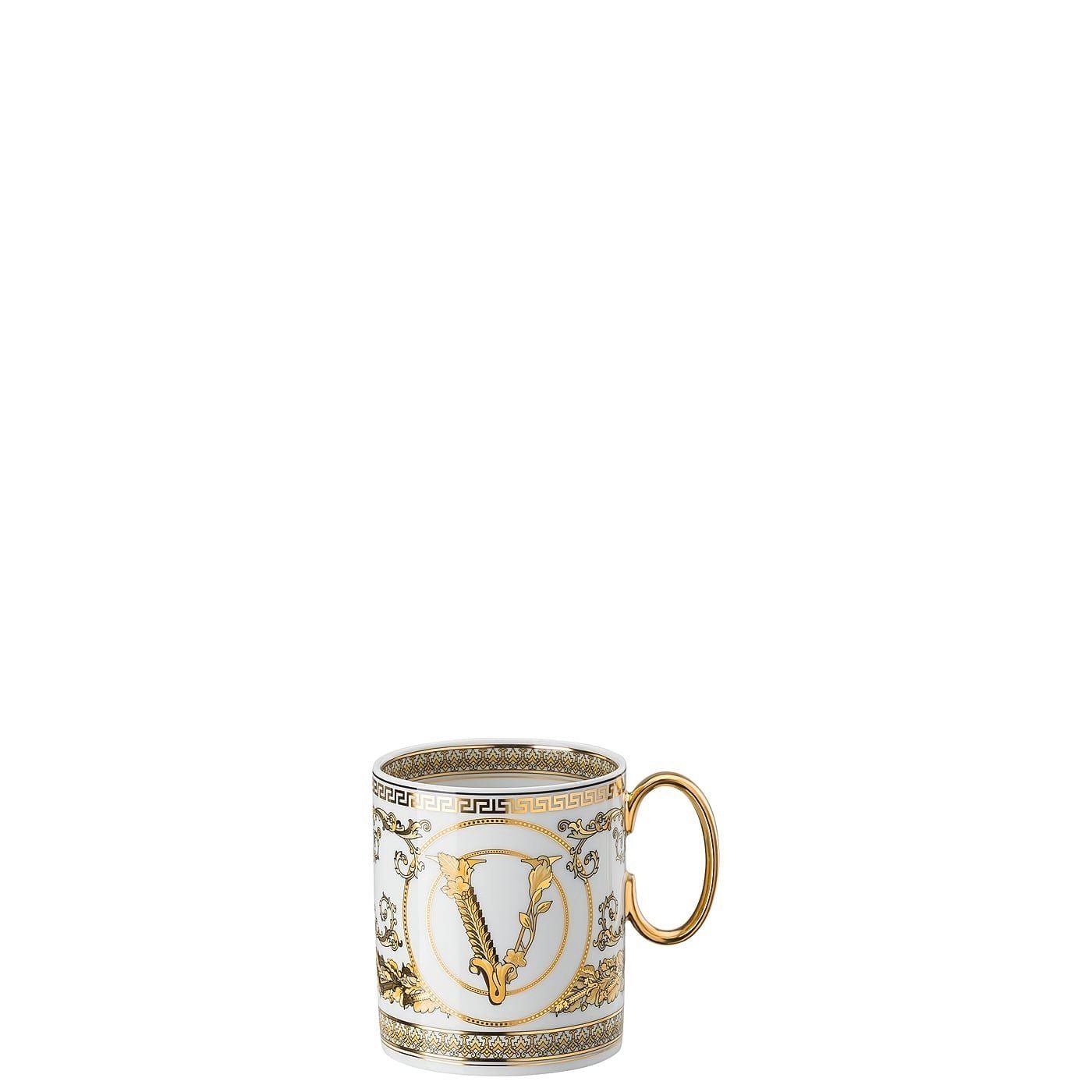 Rosenthal meets Versace Becher Virtus Gala Zylindrisch Ø 7,2 cm h 9,1 cm 300 ml Porzellan, Porzellan, Lebensmittelecht weiß