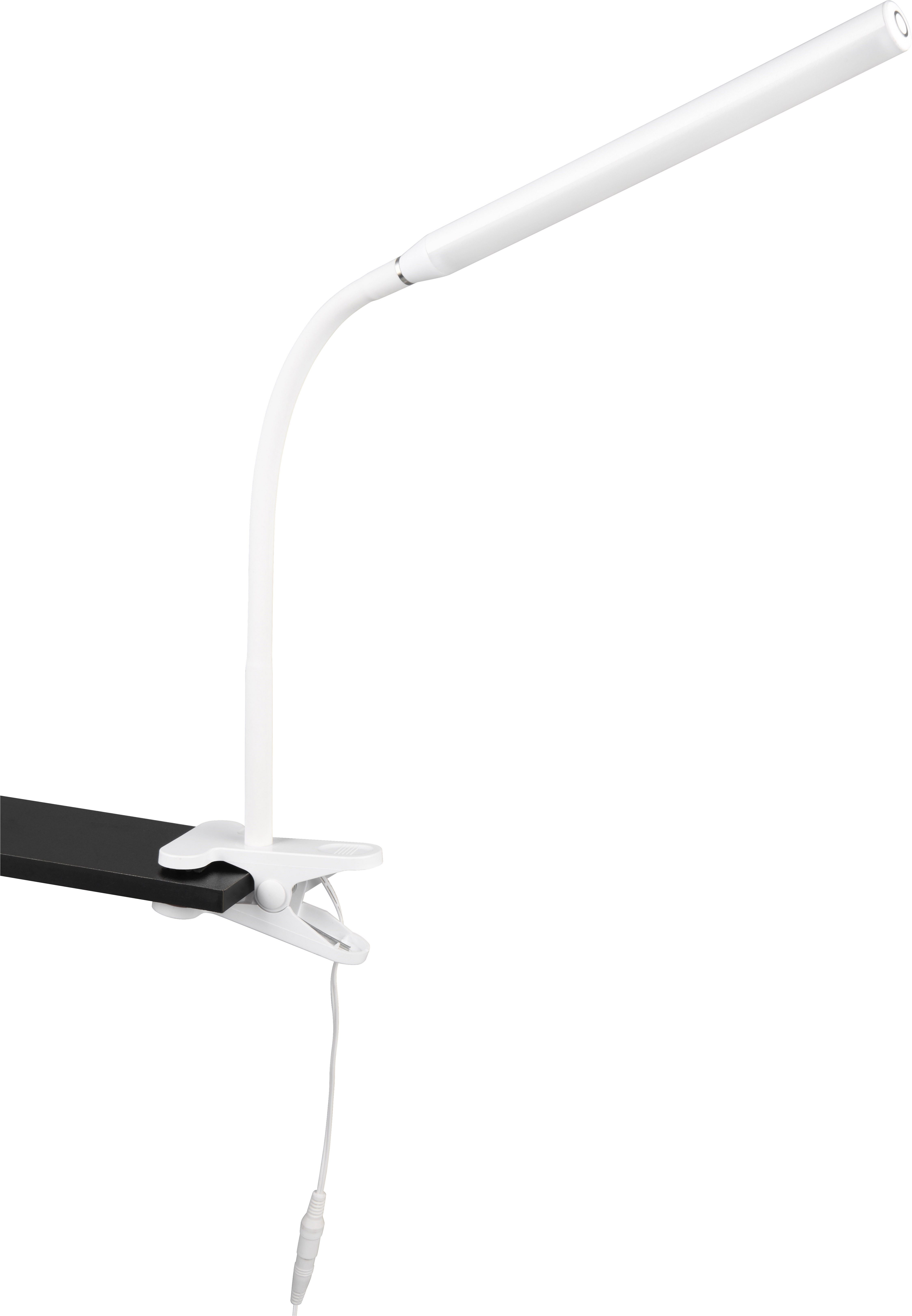 Reality Leuchten LED Klemmleuchte NEVADA, 5W 600 Lumen CCT 3000-4000-5000K wamweiß-kaltweiß, Dimmfunktion, Ein-/Ausschalter, Memoryfunktion, LED fest integriert, Farbwechsler, warmweiß - kaltweiß, Lichtfarbe einstellbar dimmbar per Sensordimmer schwenkbare Klemmlampe