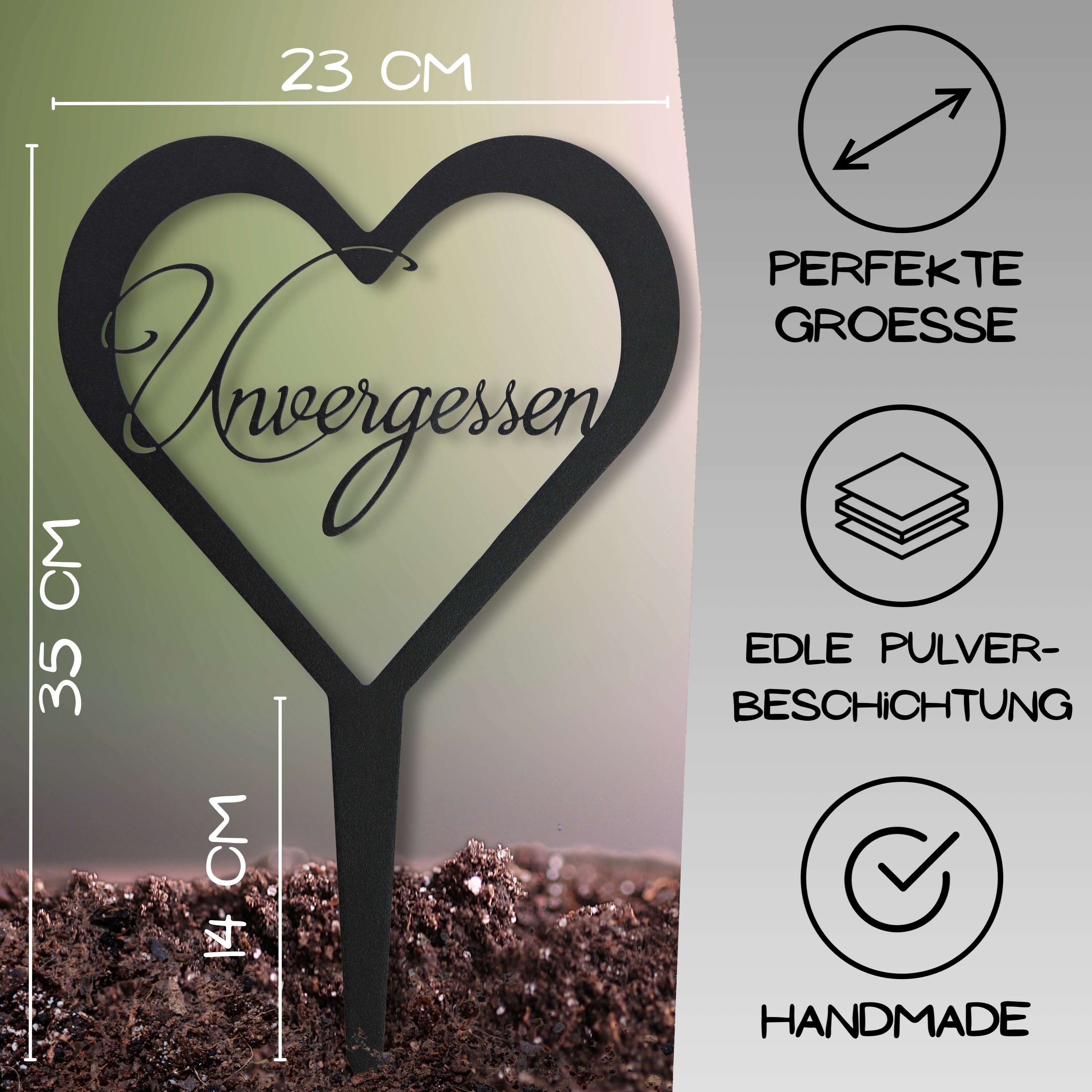 Rostikal Metallschild Grabschmuck Herz - Grab Deko mit Gravur Du Fehlst / U günstig online kaufen