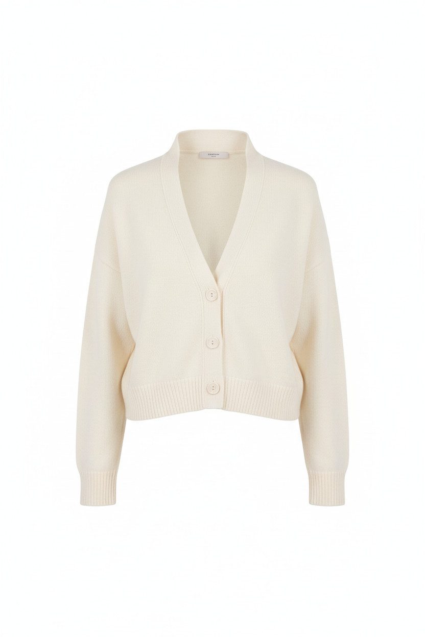 Zuckerwatte Strickjacke modische kurze Form, V-Ausschnitt, Merino Cashmere günstig online kaufen