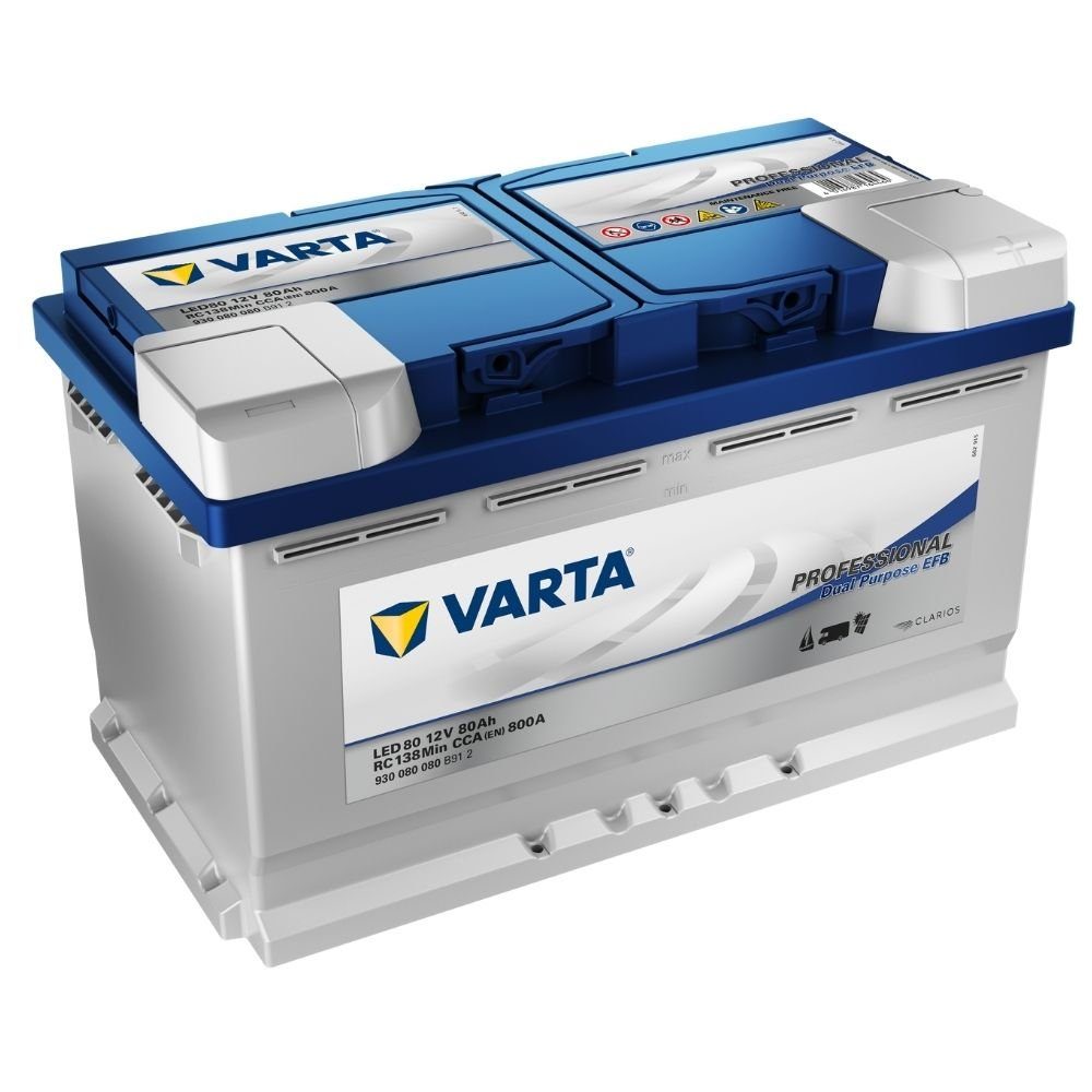 VARTA VARTA LED80 Professional Dual Purpose EFB 80Ah 12V 800A Batterie Batterie, (12 V V)