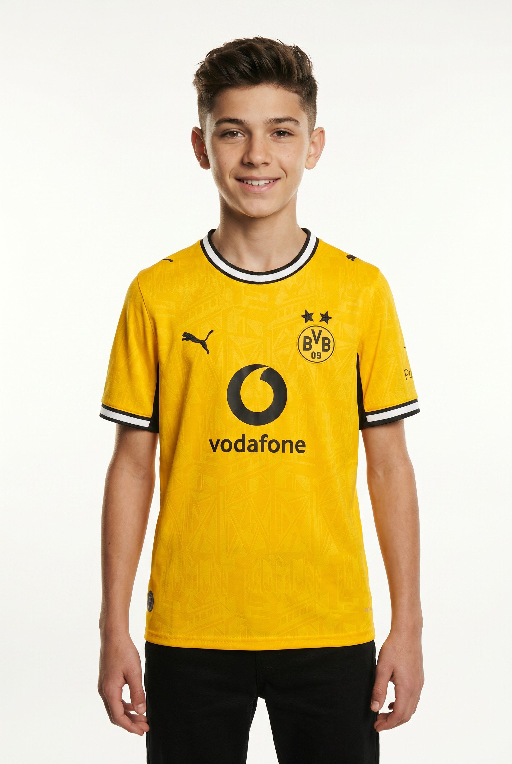 PUMA Fußballtrikot BVB HOME JERSEY REPLICA JR für Jugendliche, mit Print-Applikationen, atmungsaktiv