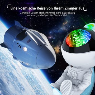 Powerwill LED-Sternenhimmel LED Nachtlicht Astronauten Sternenhimmel Projektor Nachttischlampe, LED, Schlafzimmer Deckenprojektion Lampe, Dimmbar, Timer, Farbwechsel, Automatik-Abschaltung