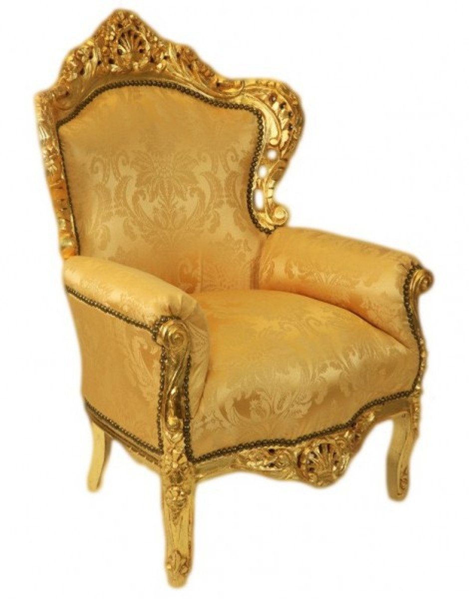 Casa Padrino Sessel Sessel King Gold Muster / Gold 85 x 85 x H. 120 cm - Barock Sessel