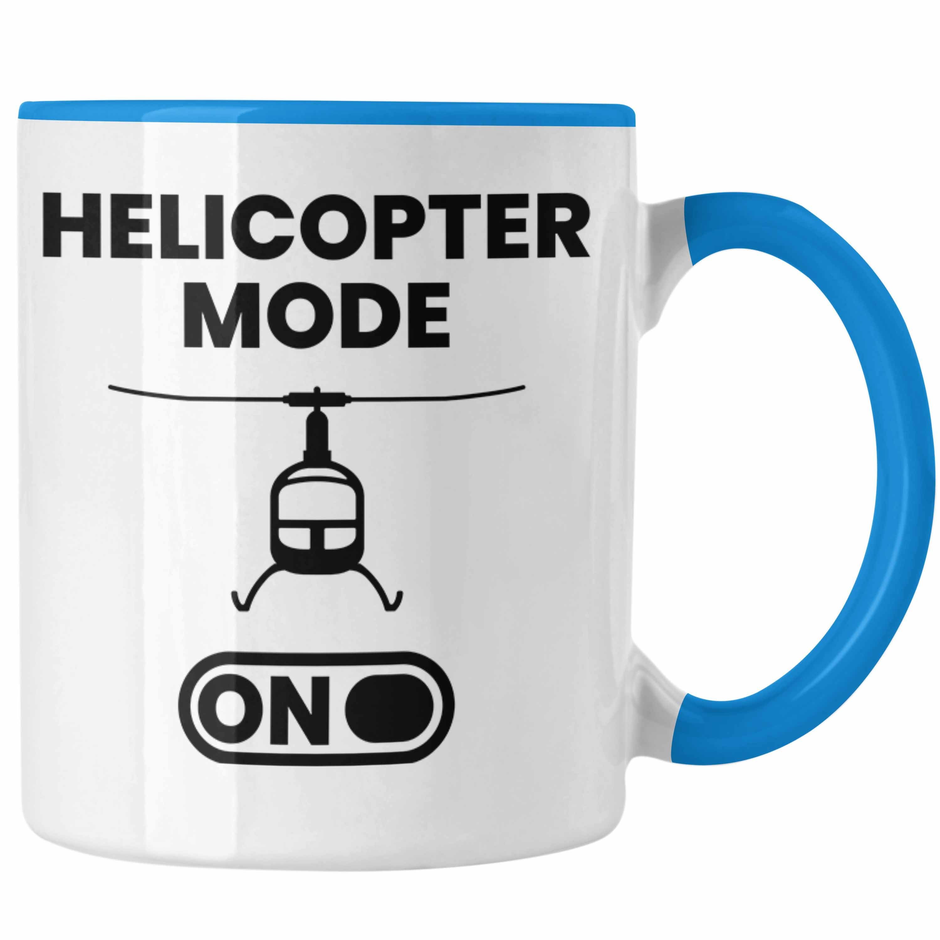 Trendation Tasse Trendation - Helikopter Pilot Geschenk Jungs Jungen Geschenkidee Helikopter Modell Geschenke Tasse Blau