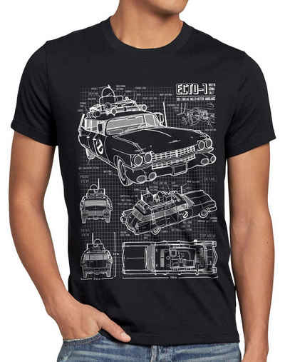style3 Print-Shirt Herren T-Shirt ECTO-1 Blaupause busters geisterjäger ghost slimer geist auto car