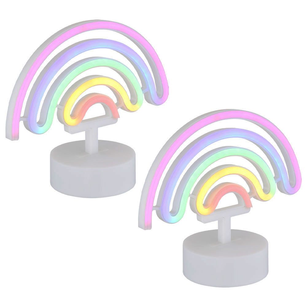GLOBO LIGHTING LED Tischleuchte, Leuchtmittel inklusive, 2x Tischleuchte Neonleuchte Regenbogen LED Spielzimmerlampe Batterie