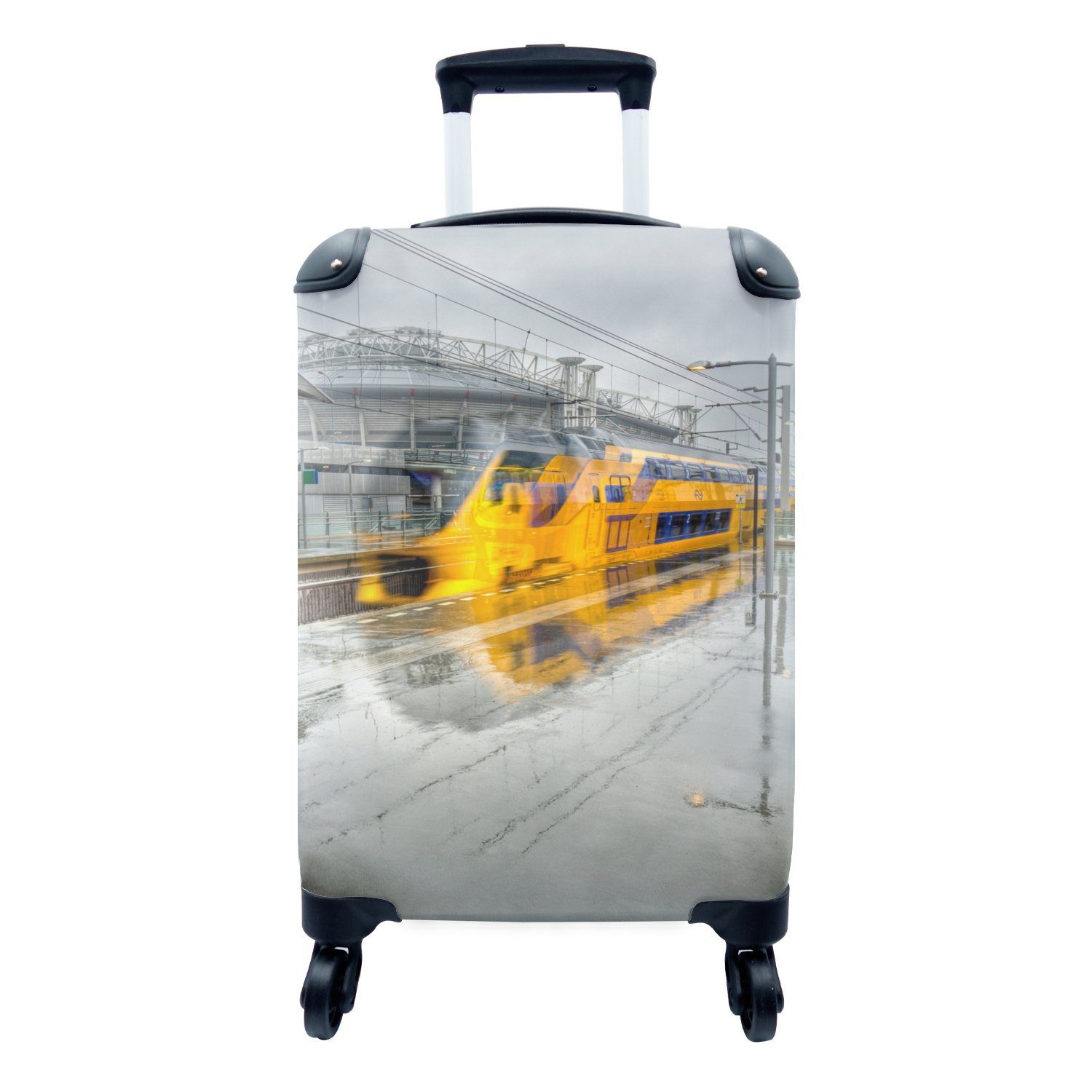 4 mit Trolley, Reisekoffer Zug - Amsterdam - Reisetasche Niederlande, Handgepäck rollen, für Handgepäckkoffer - Regen Rollen, MuchoWow Ferien,