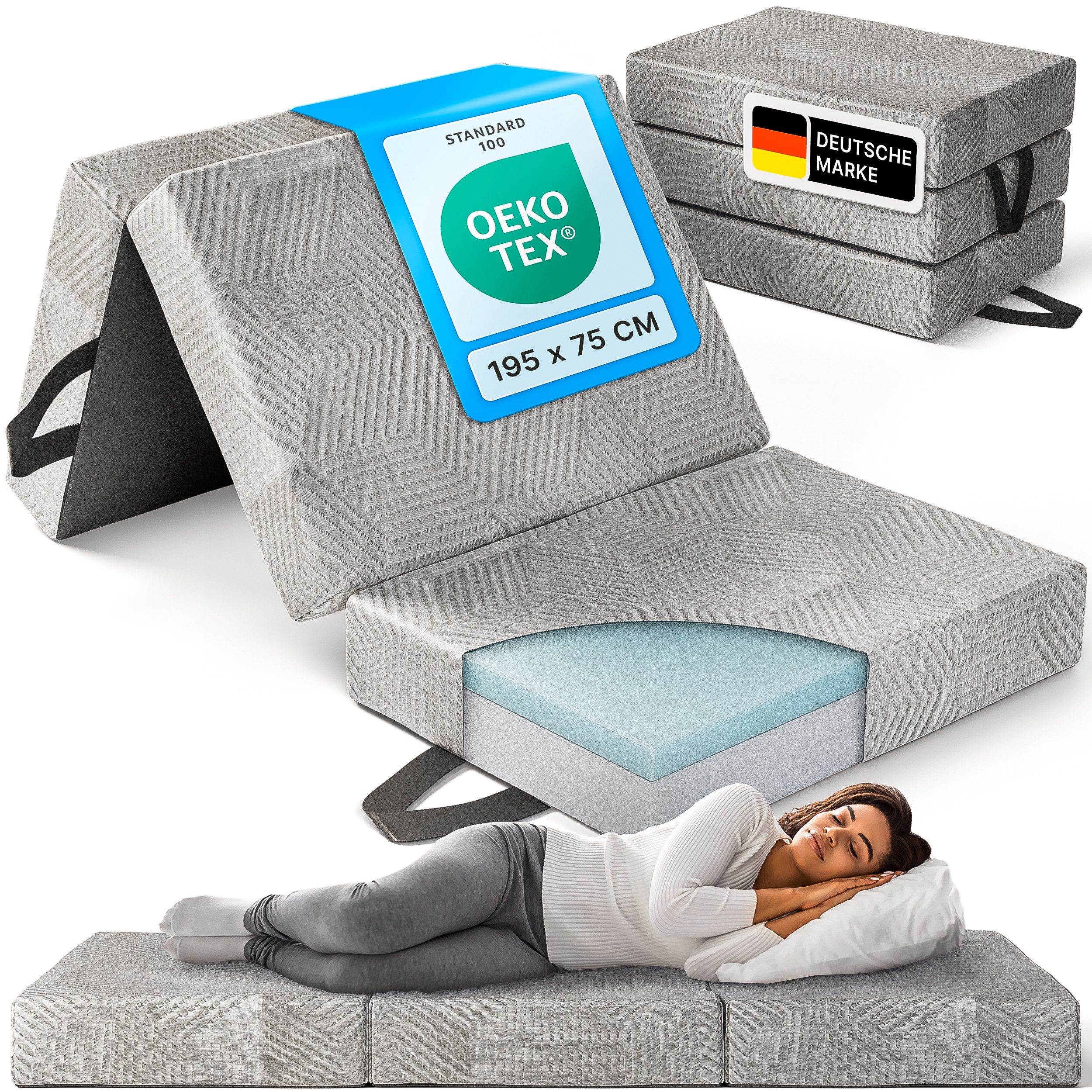 Klappmatratze Memory-Komfortkern, gurkler, 15 cm hoch, (Visco-Schaum, Gästematratze & Faltmatratze), Bequem & waschbar