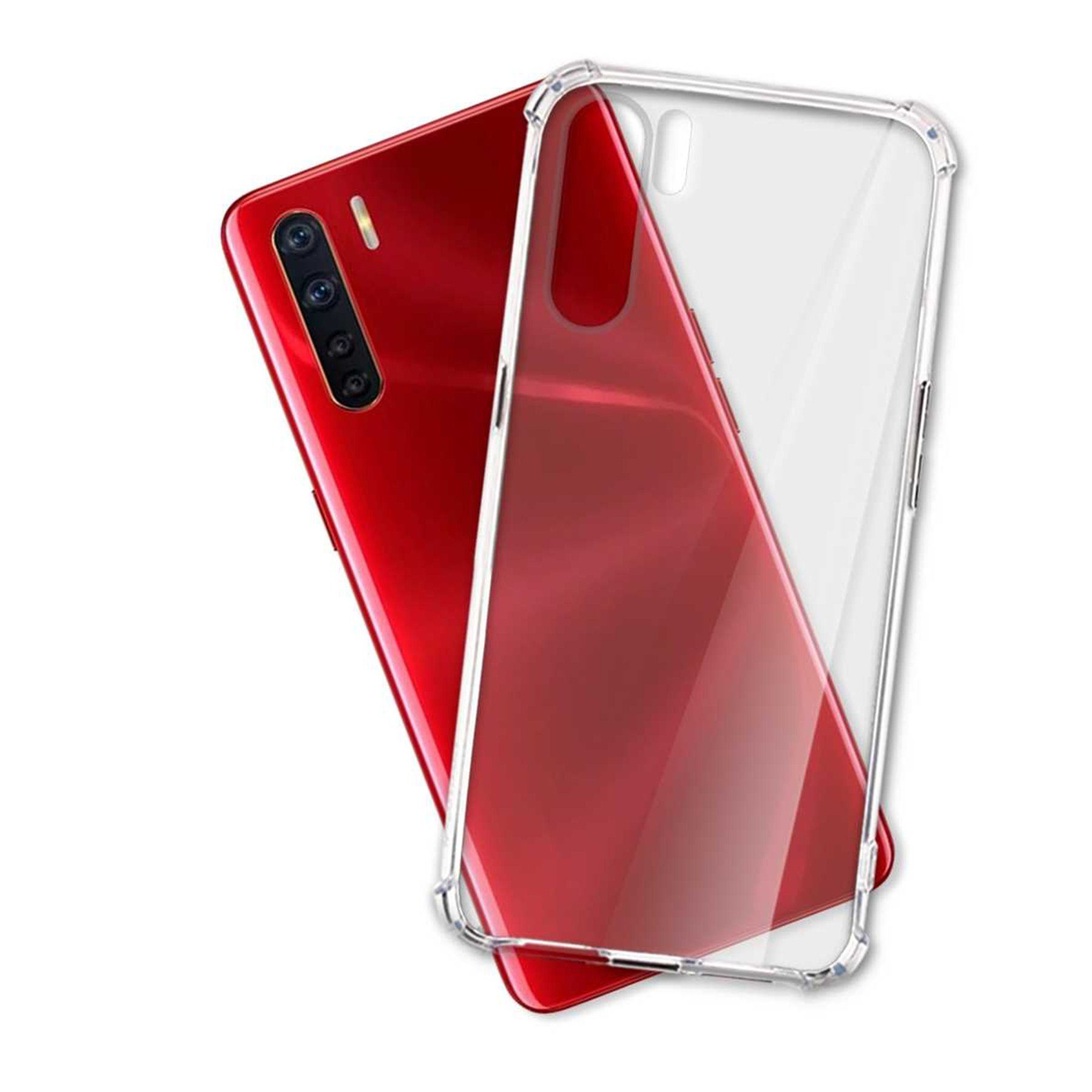 mtb more energy Smartphone-Hülle Clear Armor Case für Oppo A91 / F15 / Reno3, Transparente TPU Schutzhülle Case Backcover mit Anti-Shock Verstärkung