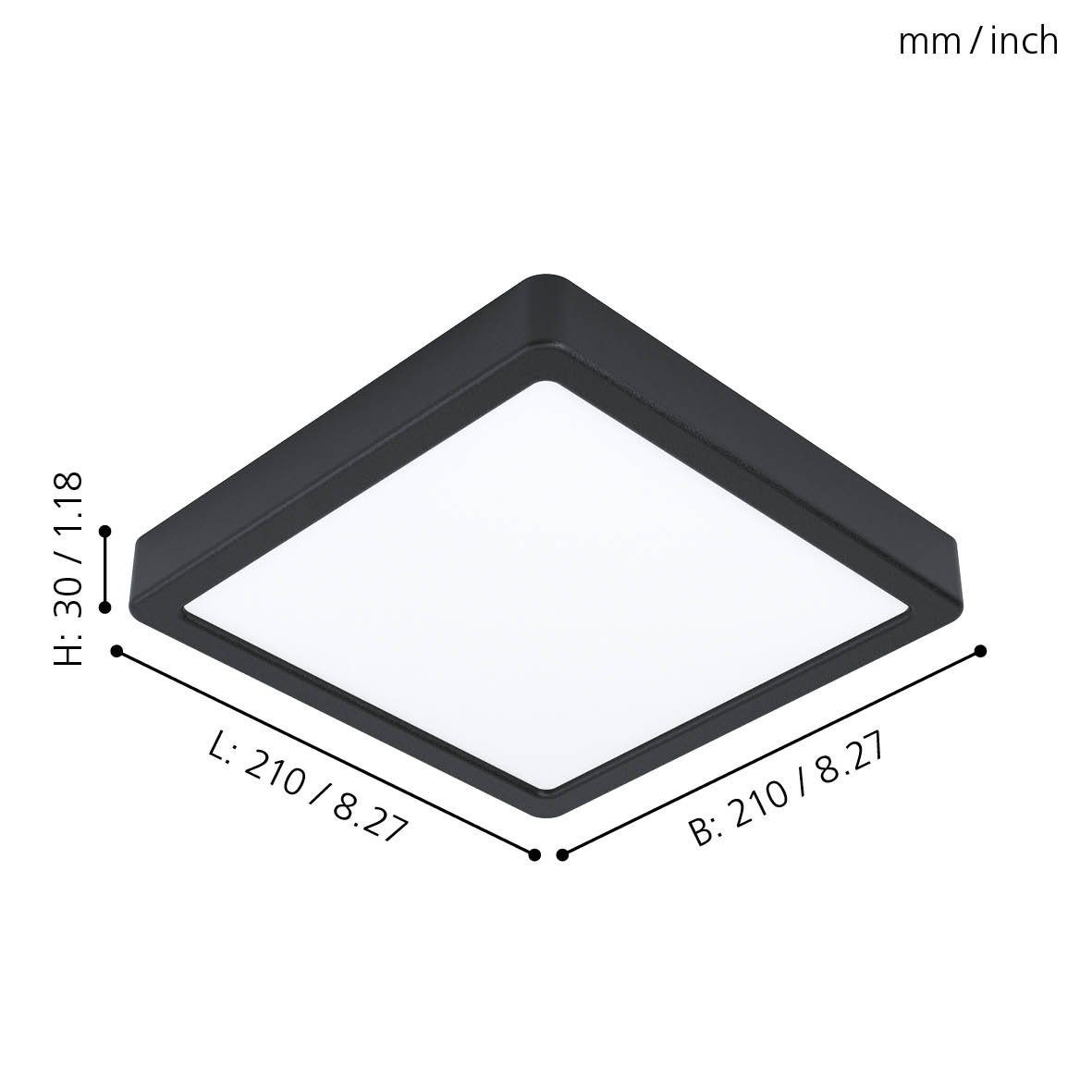 Leuchtmittel L Weiß, EGLO Schwarz, B inklusive, Deckenlampe Lampe x in 21 Aufbauleuchte 5, Aufbaulampe, LED cm, Fueva