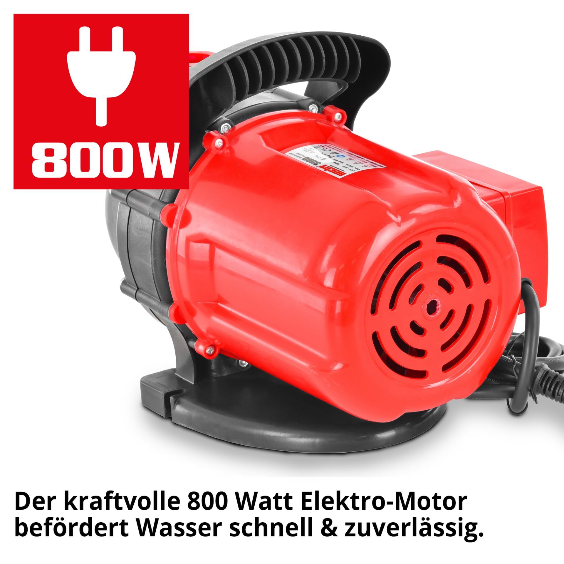 Hecht Gartenpumpe 3080 Kreiselpumpe, 800 W, 3200 l/h, selbstansaugend (1-tlg), Bewässerungspumpe Regenwasser Klarwasser IPX4 8 m Saughöhe