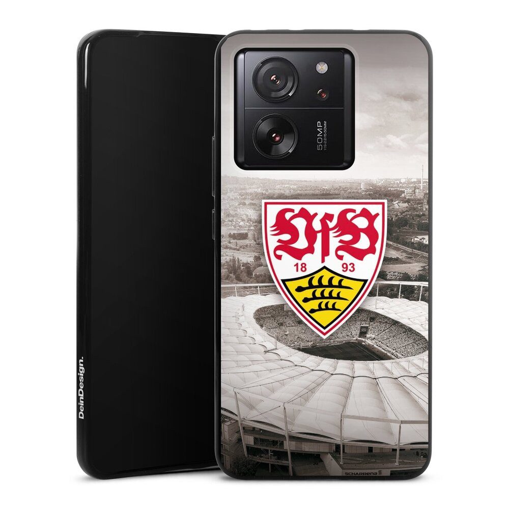 DeinDesign Handyhülle VfB Stuttgart Offizielles Lizenzprodukt Stadion VfB Stadion Grau, Xiaomi 13T Pro Silikon Hülle Bumper Case Handy Schutzhülle