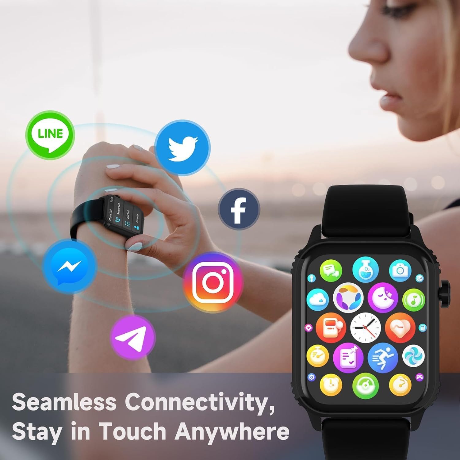Forrlite 2026 Neues Smartwatch Damen Herren&kabellose Bluetooth-Kopfhörer Set Smartwatch 1.85'' HD Fitnessuhr,Smart Watch for Women mit 200+ Sportmodi,Fitness T – Bild 4 von 5