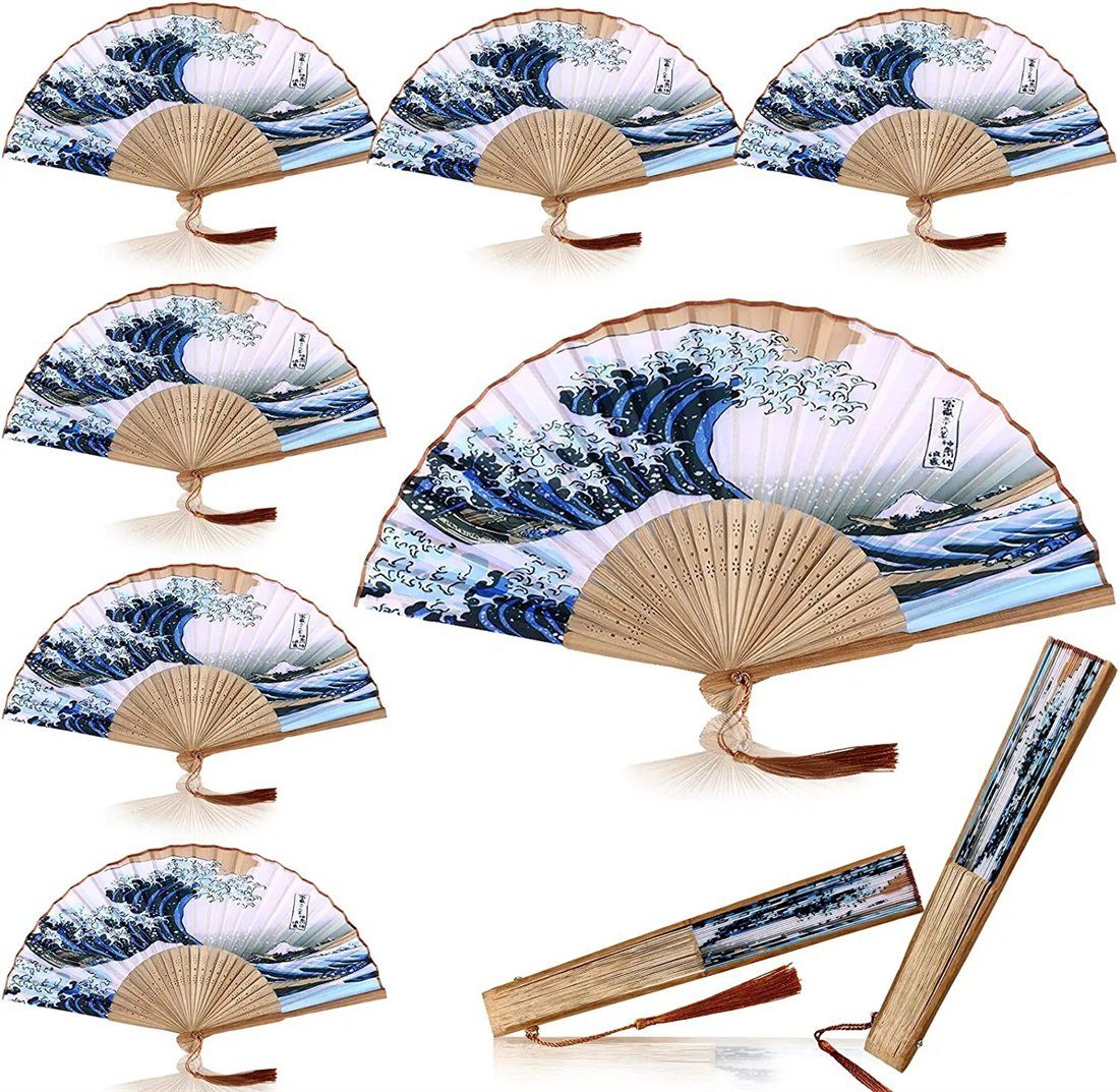 DÖRÖY Handfächer Sea Faltfächer, Handfächer, Faltfächer Bambusfächer, Japanischer Wave