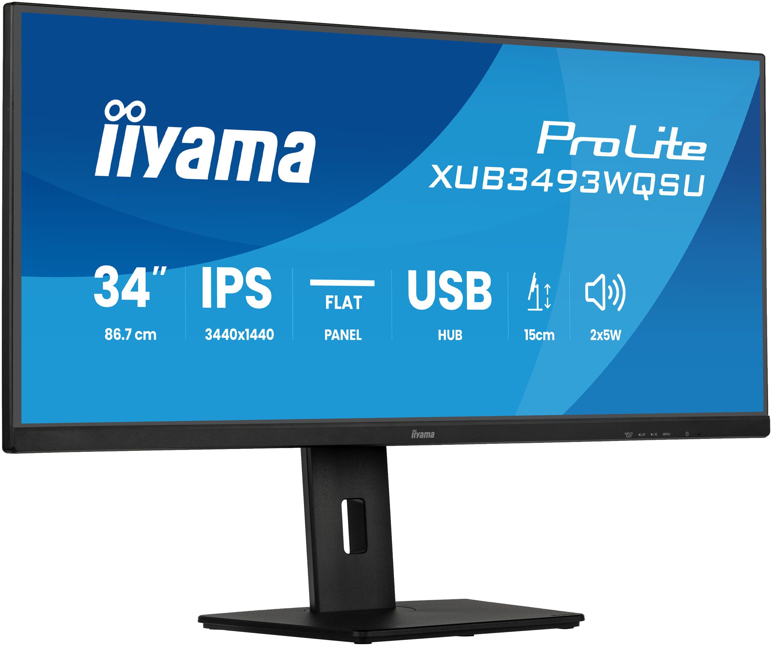 Iiyama XUB3493WQSU-B6 LED-Monitor (87 cm/34 ", 3440 x 1440 px, UWQHD, 1 ms Reaktionszeit, 120 Hz, IPS)