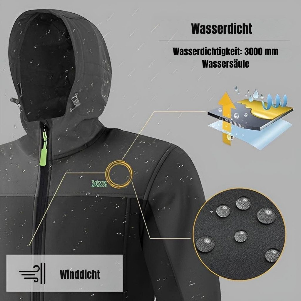 Diyarts Softshelljacke (wasserfeste Jacke mit TPU-Technologie, Winterjacke, mit optimaler Wärme & Funktionalität) Wasserfest, atmungsaktiv, winddicht, ideal für Trekking und