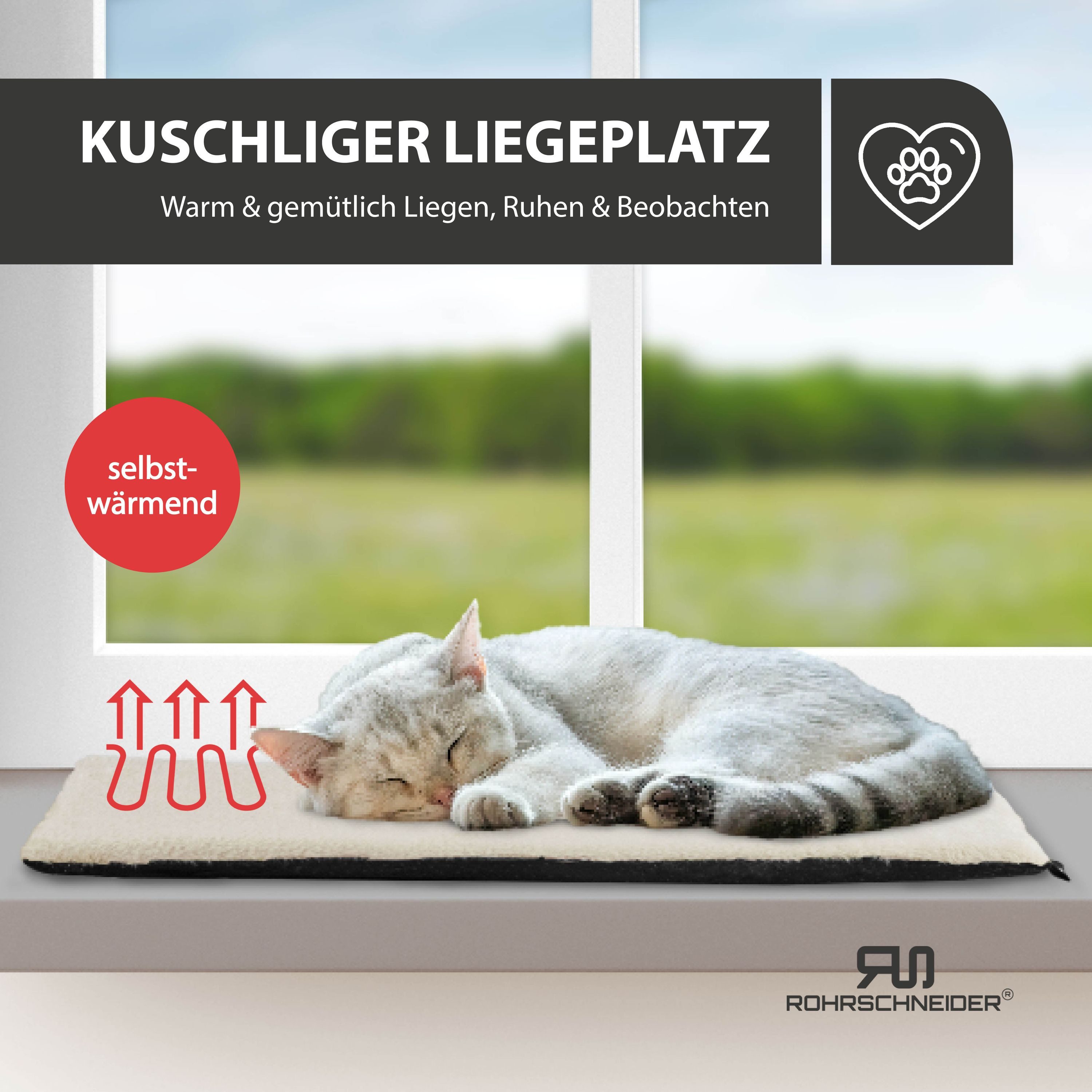 Rohrschneider Tierbett Katzen Fensterliege Plüsch selbstwärmende Katzendecke Katzenbett – Bild 5 von 5