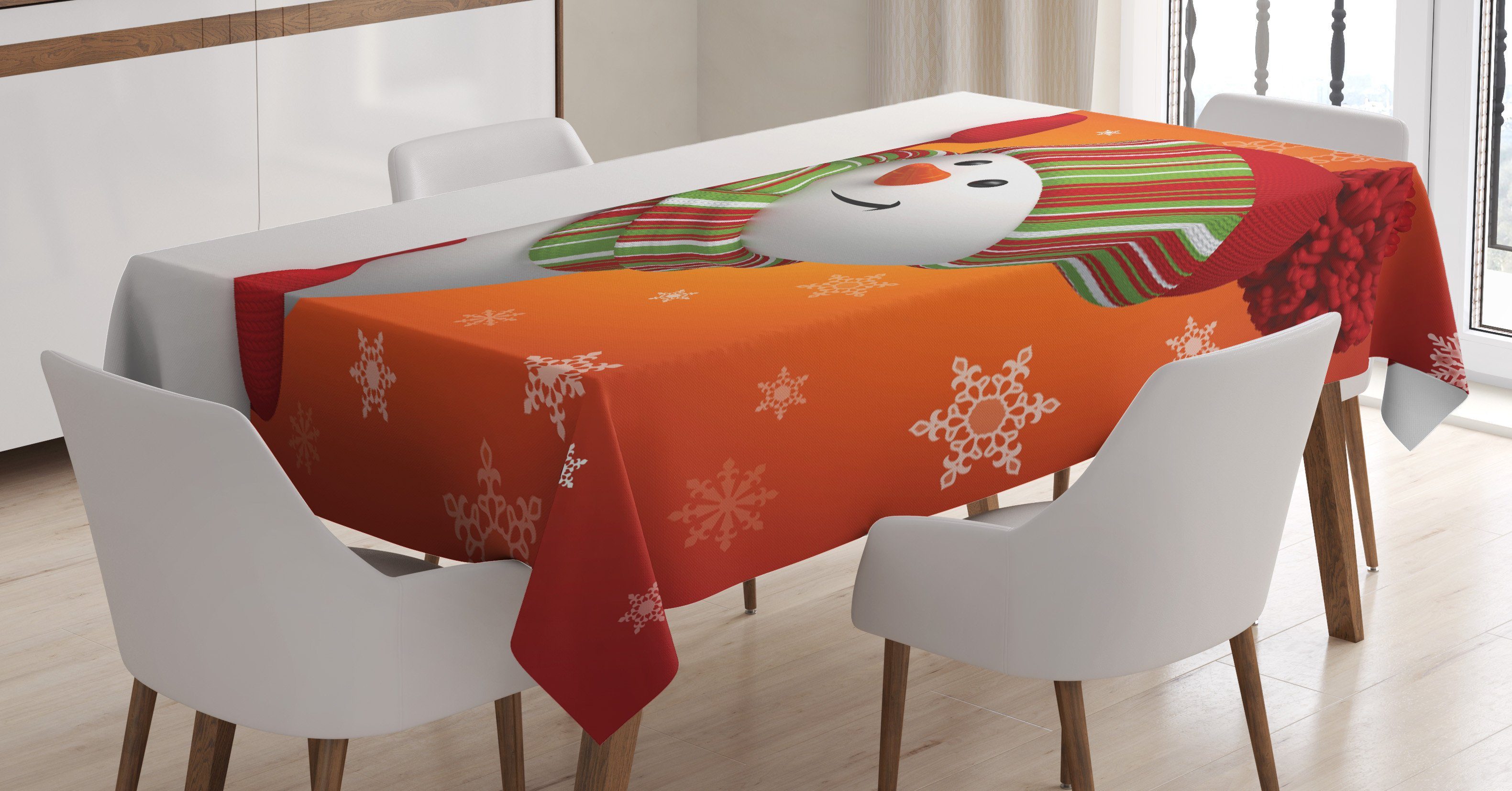 Abakuhaus Tischdecke Farbfest Waschbar Für den Außen Bereich geeignet Klare Farben, Weihnachten Lustige Schneemann-Weihnachts