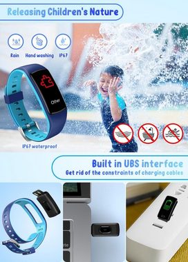 Cantaos Fitness Kinder's Wasserdicht Smartwatch (80*160 cm/0,96 Zoll), mit Herzfrequenz Blutdruck schla Sport Wecker