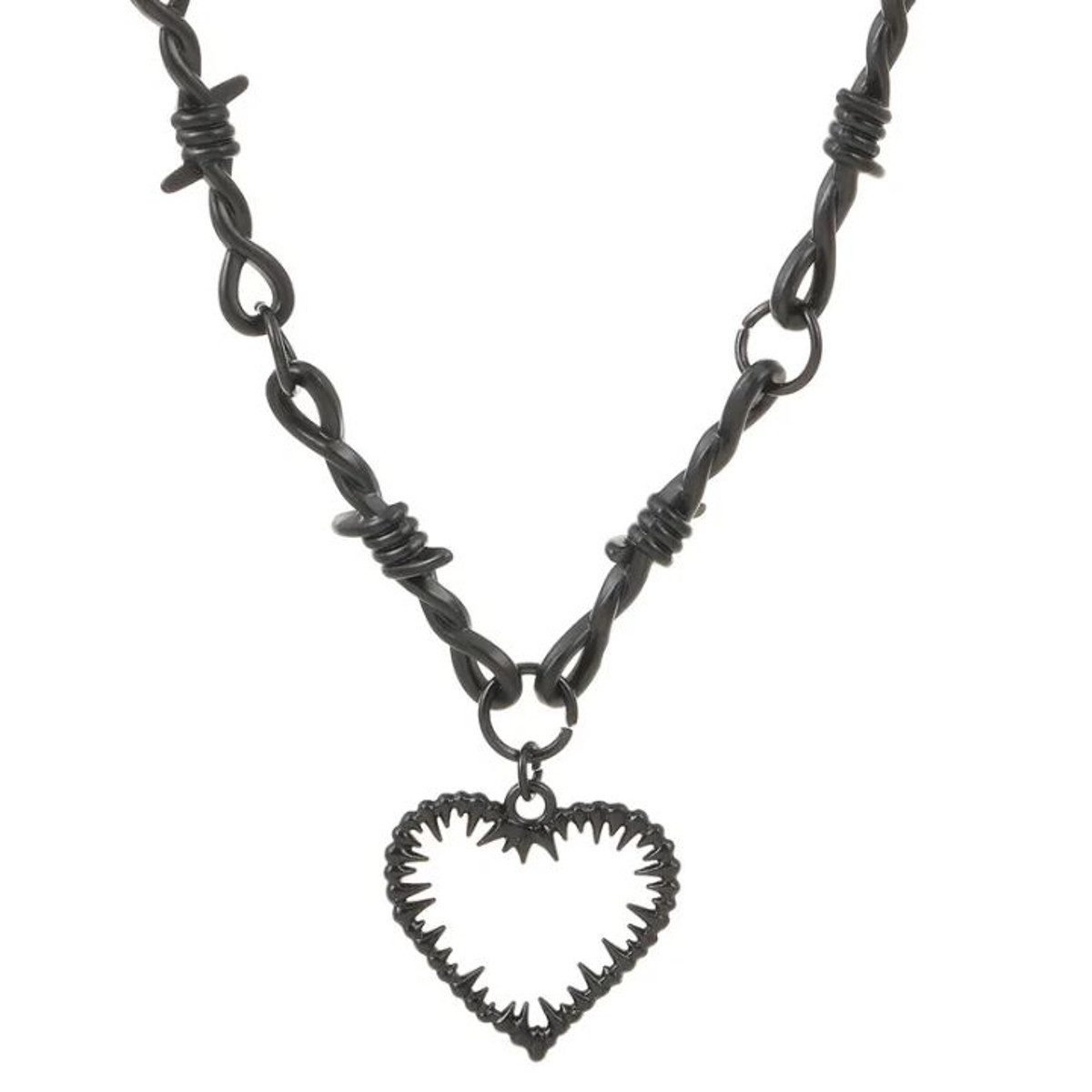 Kette mit Anhänger Herz Damen Schwarz od. Silber Extravagante Damenhalskette Kette