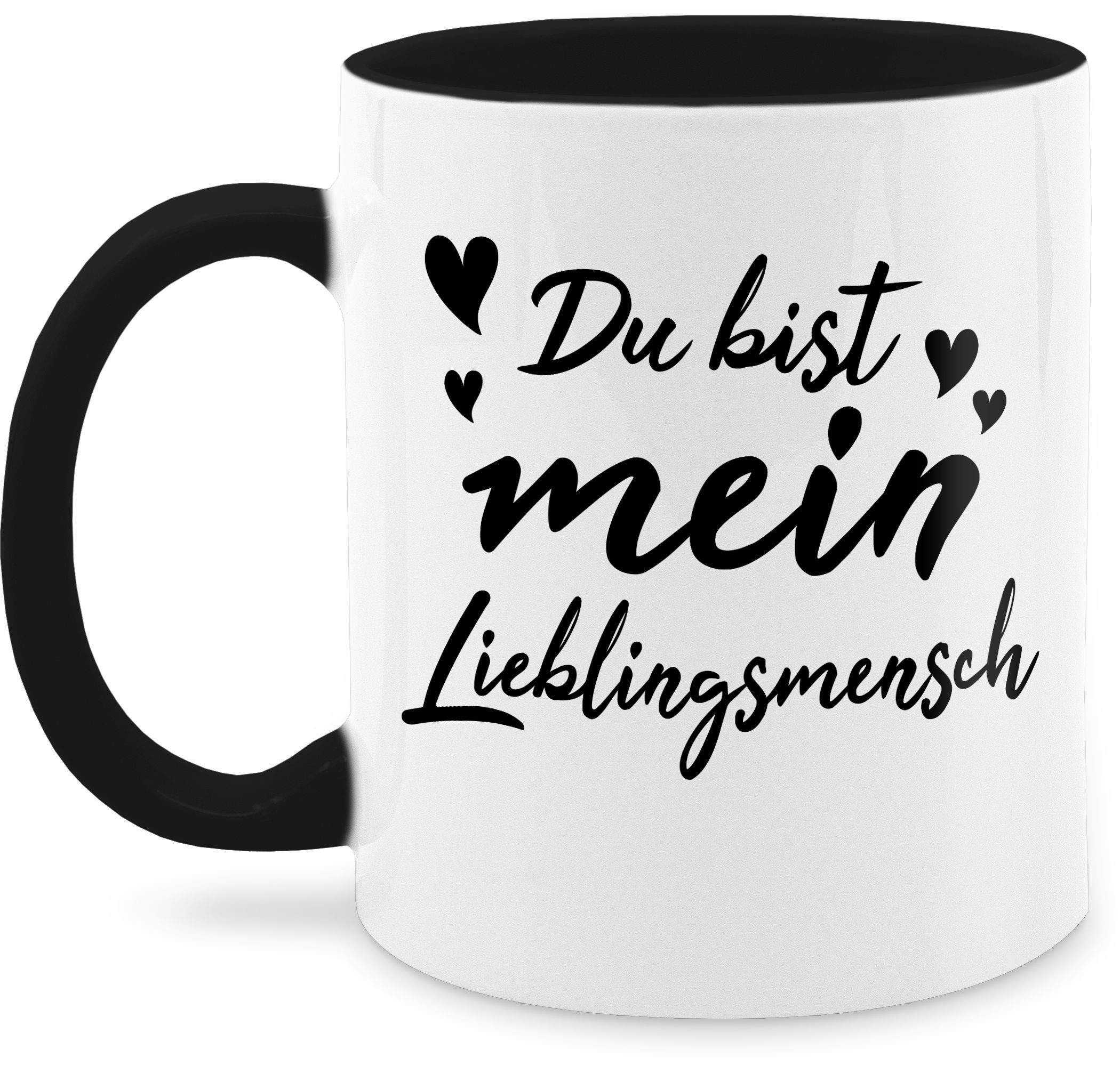 Shirtracer Tasse Du bist mein Lieblingsmensch - Partner Geschenke Lieblingsmensch Gesch, Keramik, Valentinstag Geschenk 3 Schwarz