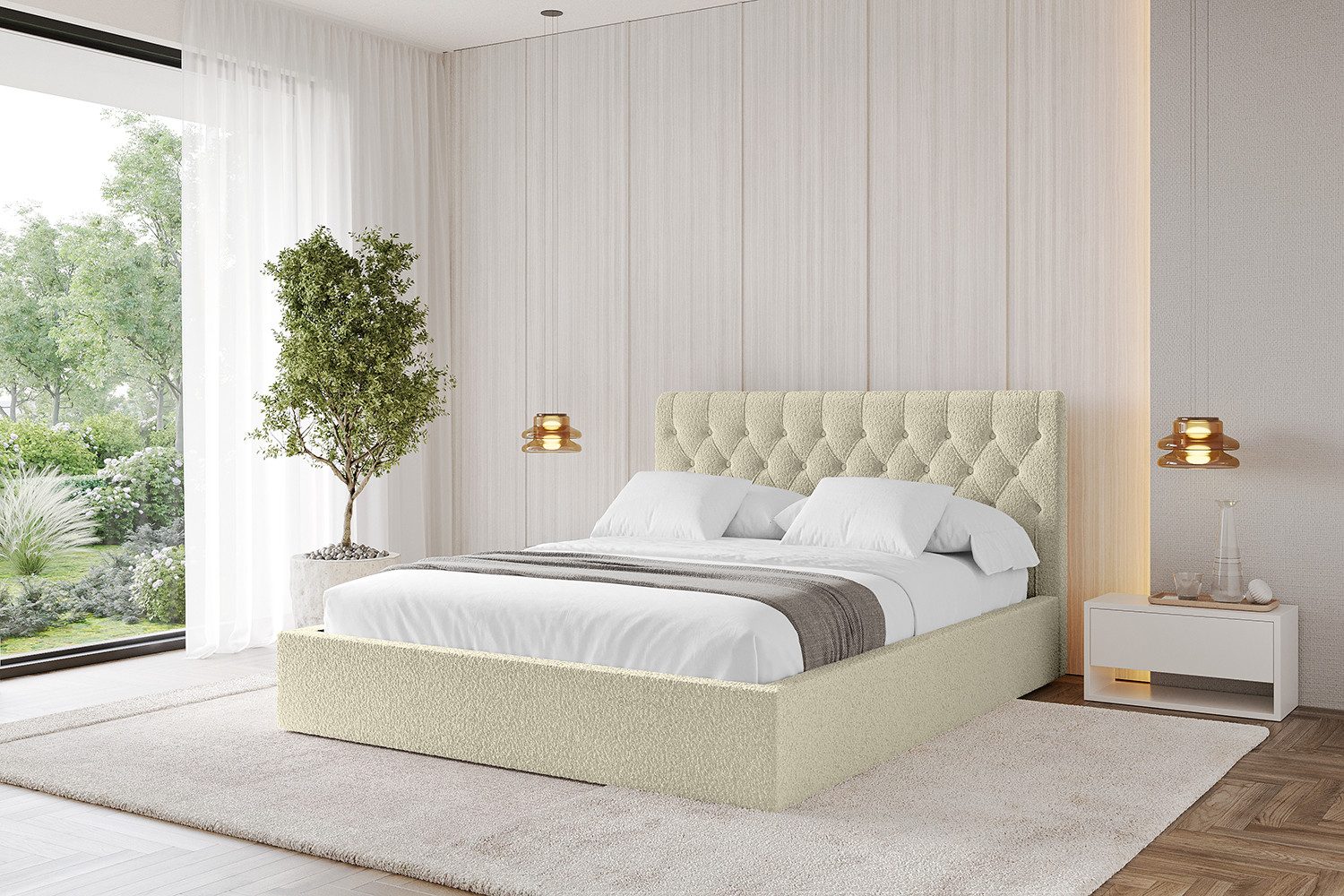 ALTDECOR Polsterbett RENO (Polsterbett mit Bettkasten und Lattenrost, Boxbett ohne Matratze), Doppelbett mit Stauraum, Bett mit Kopfteil
