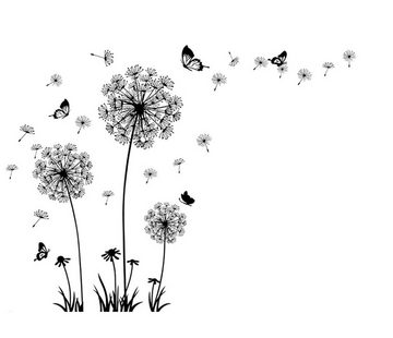 KIKI Wandsticker 2 St. Wandtattoo Pusteblume Wohnzimmer Wandtattoo Blumen Wandaufkleber