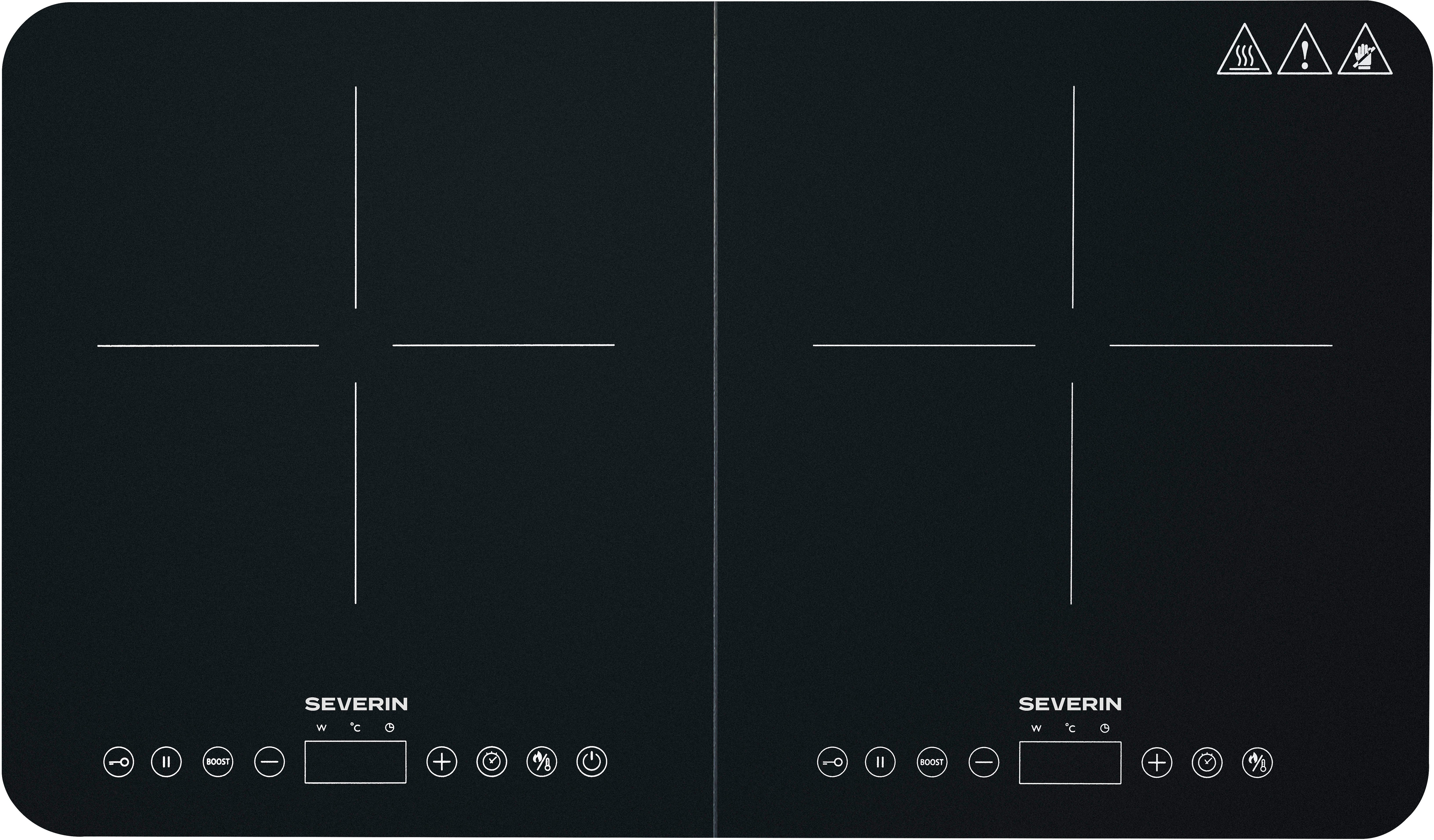Severin Doppel-Induktionskochplatte DK 1027, 2 matte Glaskeramik-Kochfelder, kratzfest, automatische Topferkennung