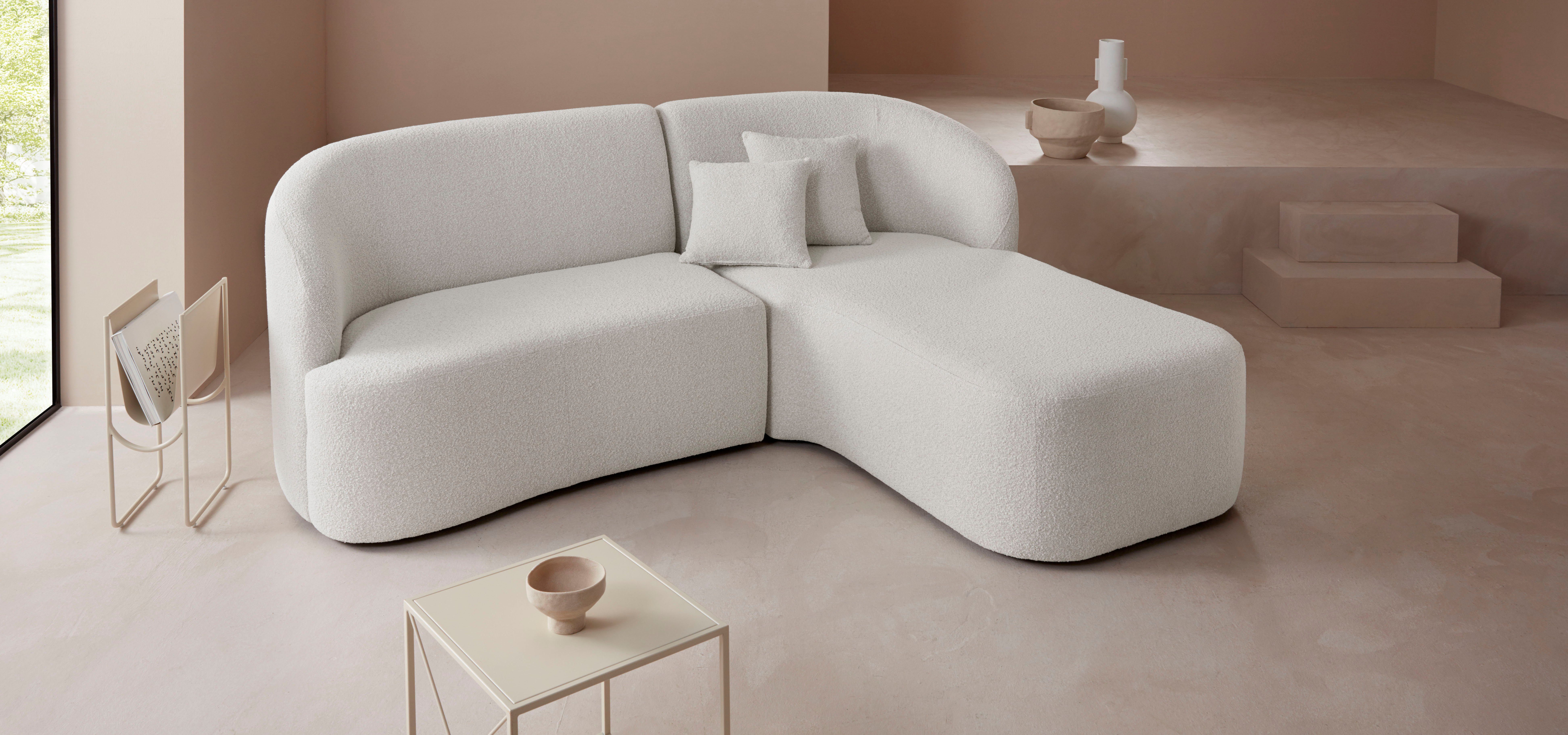 LeGer Home by Lena Gercke Ecksofa Dilara L-Form, gerundete Rückenlehne und Front, in 3 Bezugsqualitäten