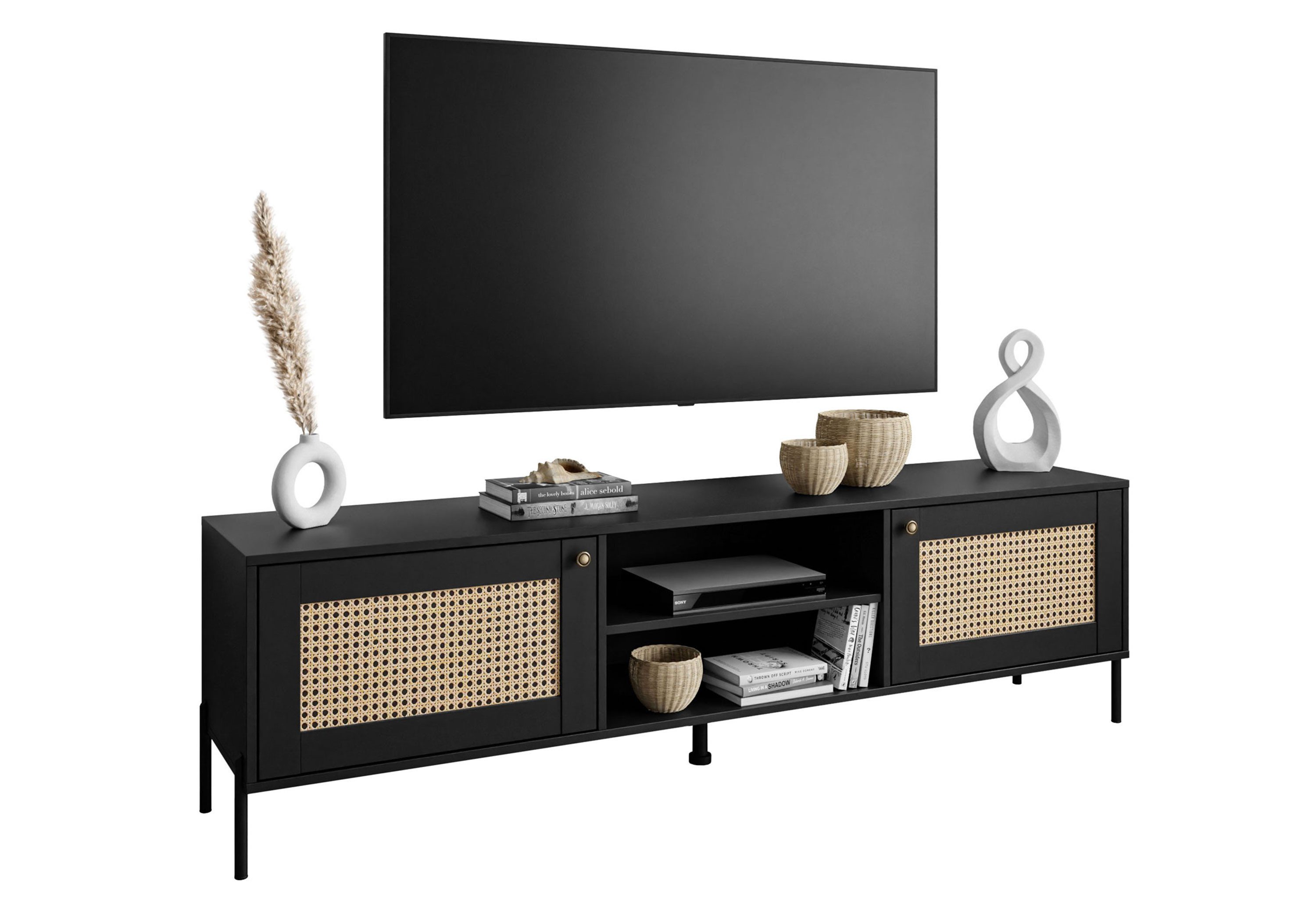 Lookway Sideboard VIENNA 3D mit Wiener Geflechtimitation, 180x49/51x40 cm
