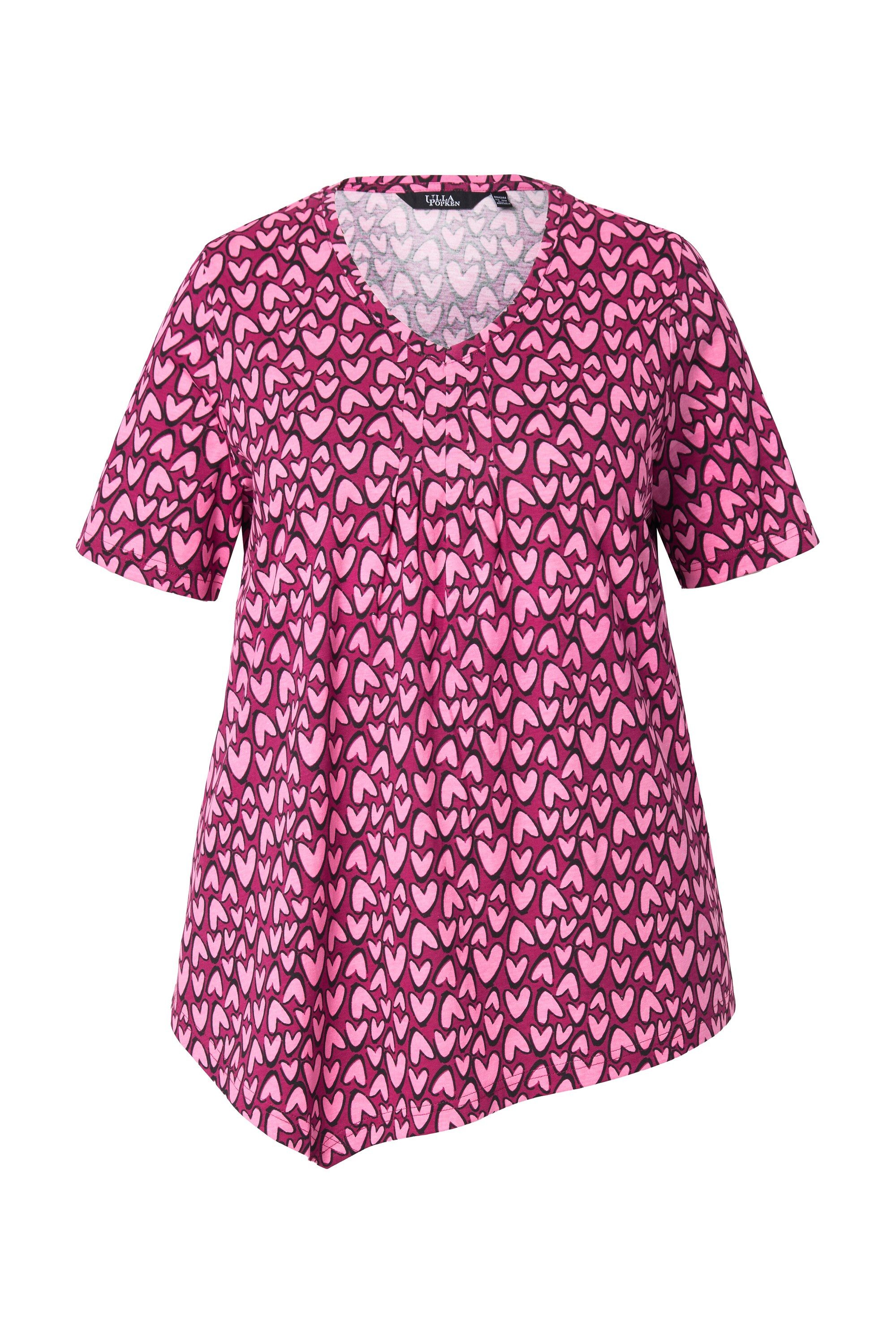 Ulla Popken T-Shirt T-Shirt Herzen Zipfelsaum günstig online kaufen