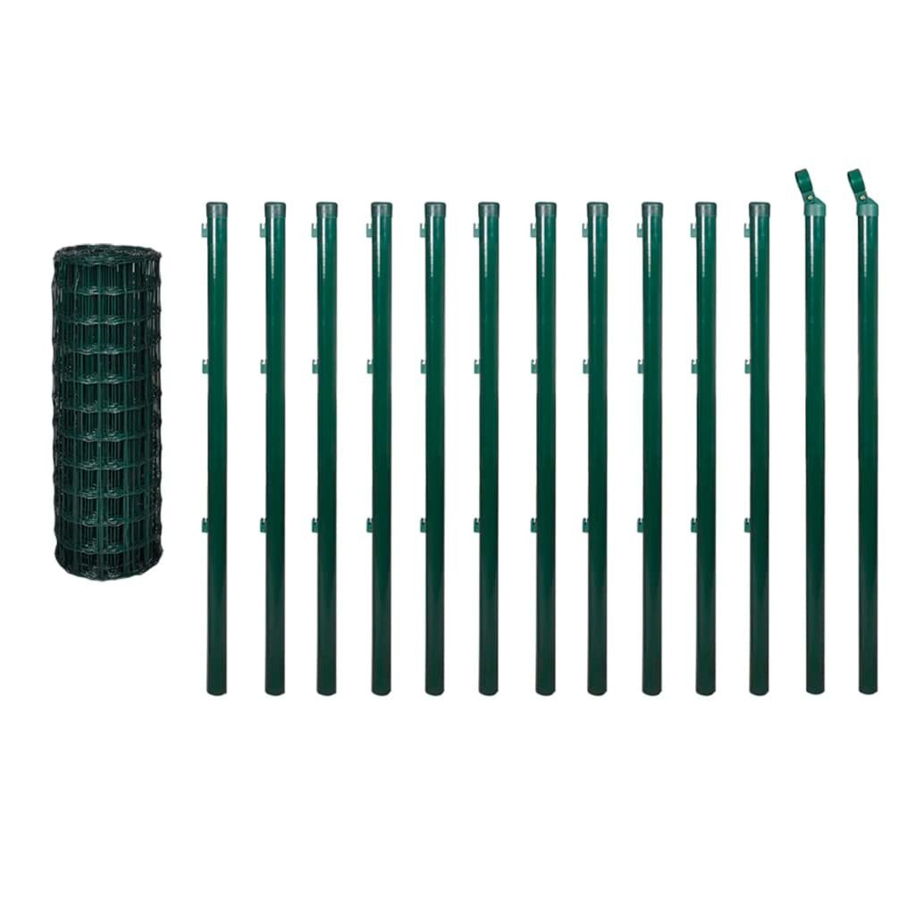 vidaXL Gartenzaun Eurozaun Stahl 25 x 1 m Grün, (1-St)