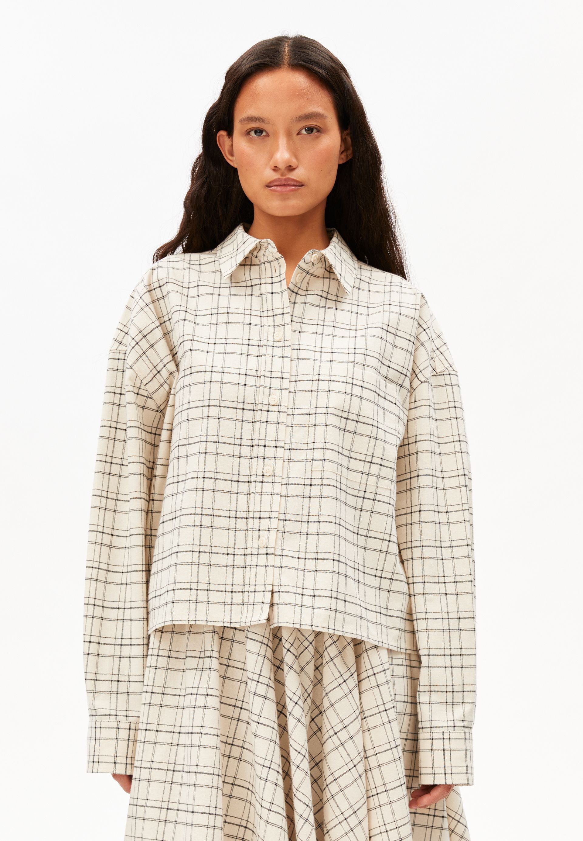 Armedangels Langarmbluse CHECK BOXY Bluse aus Bio-Baumwolle Oversized Fit