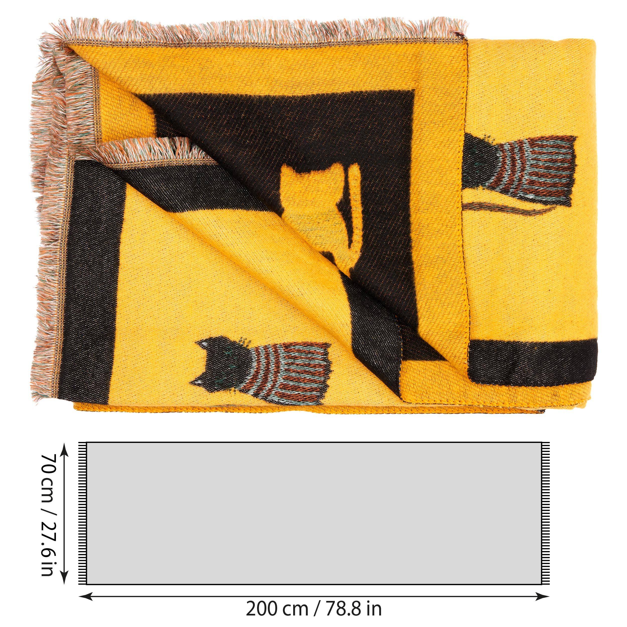 BRUBAKER Schal Cashmirillo Damen Schal mit Katzen Muster - 70 x 200 cm, (Herbstschal Winterschal, 1-St. Weiches Kaschmir-Gefühl), Warm, Kuschelig und Oversized  – Bild 5 von 5
