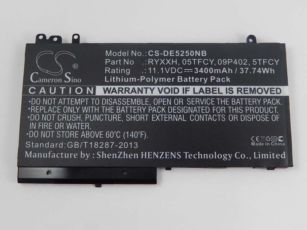 vhbw passend für Dell Latitude 12 E5250 P25S, 12 E5250-9815, 12 E5250-9839, Laptop-Akku 3400 mAh