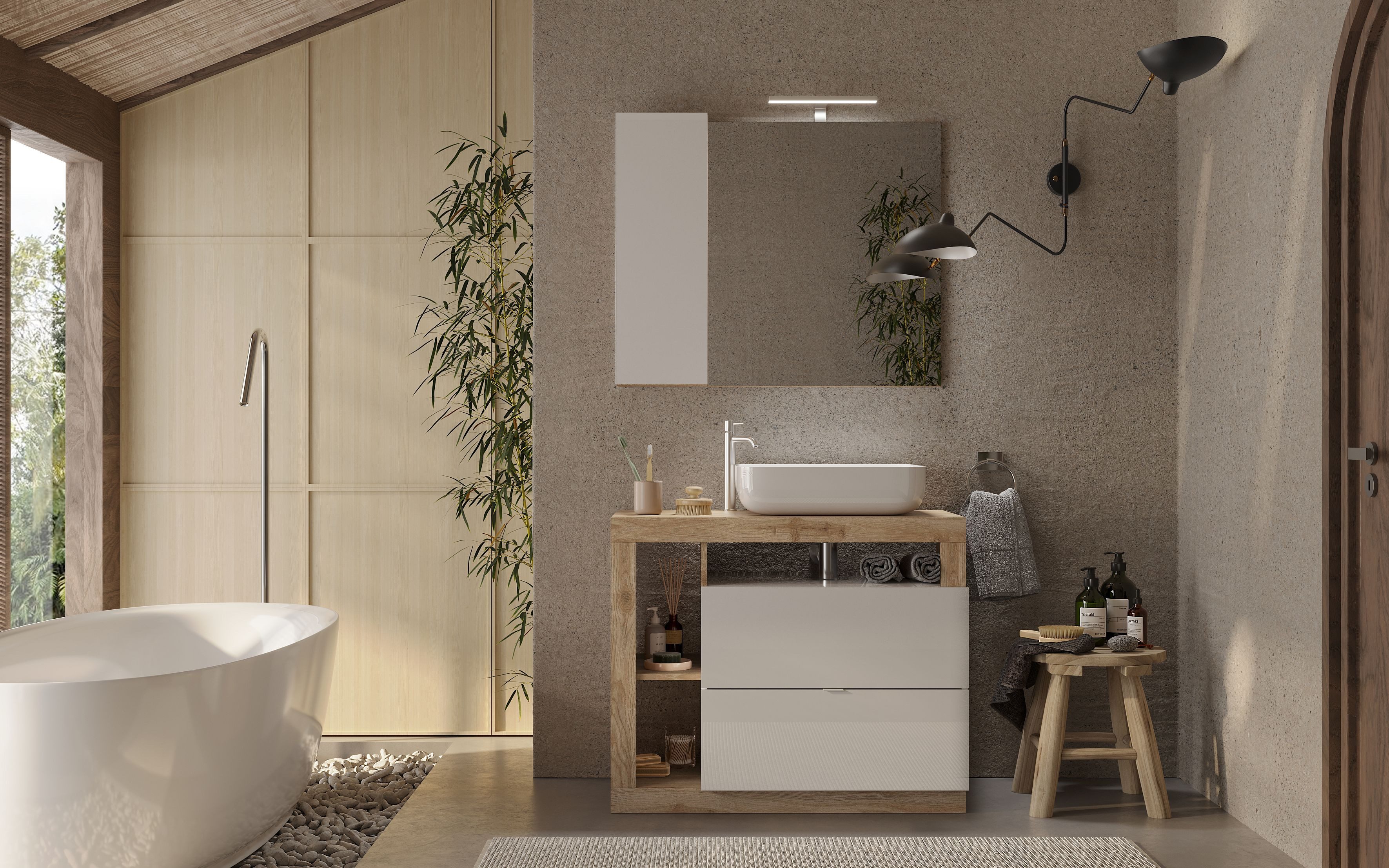 welltime Badmöbel-Set Hamburg, Badezimmerset 2tlg. Breite 92 cm, Badmöbel, günstig online kaufen