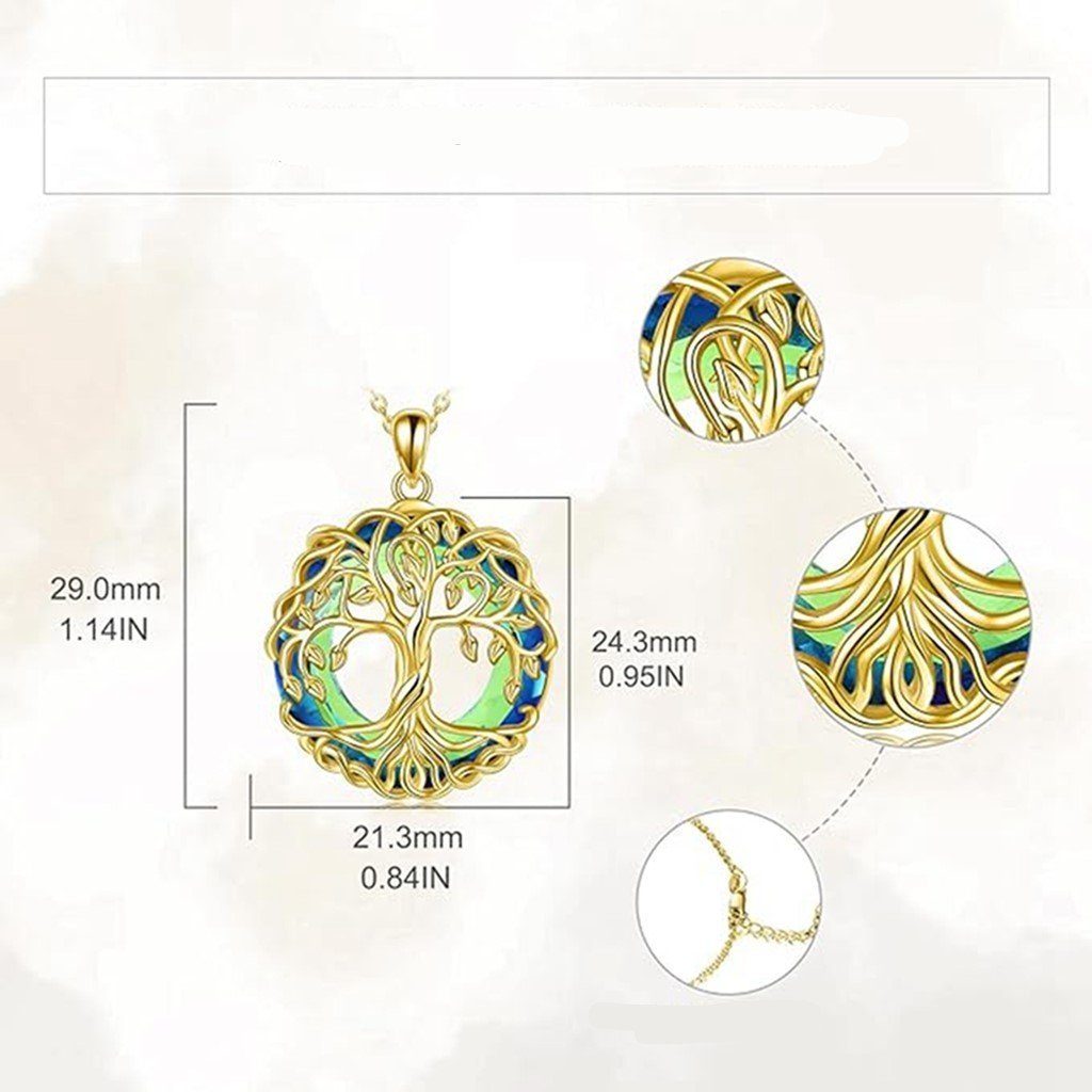 Charm-Kette WaKuKa Frauen für Lebensbaum-Anhänger-Halskette, Schmuckgeschenk Gold