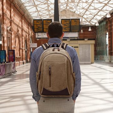 TAN.TOMI Rucksack Eleganter Rucksack für Uni, Schule und Arbeit im Retro-Look (Herren), mit Laptopfach