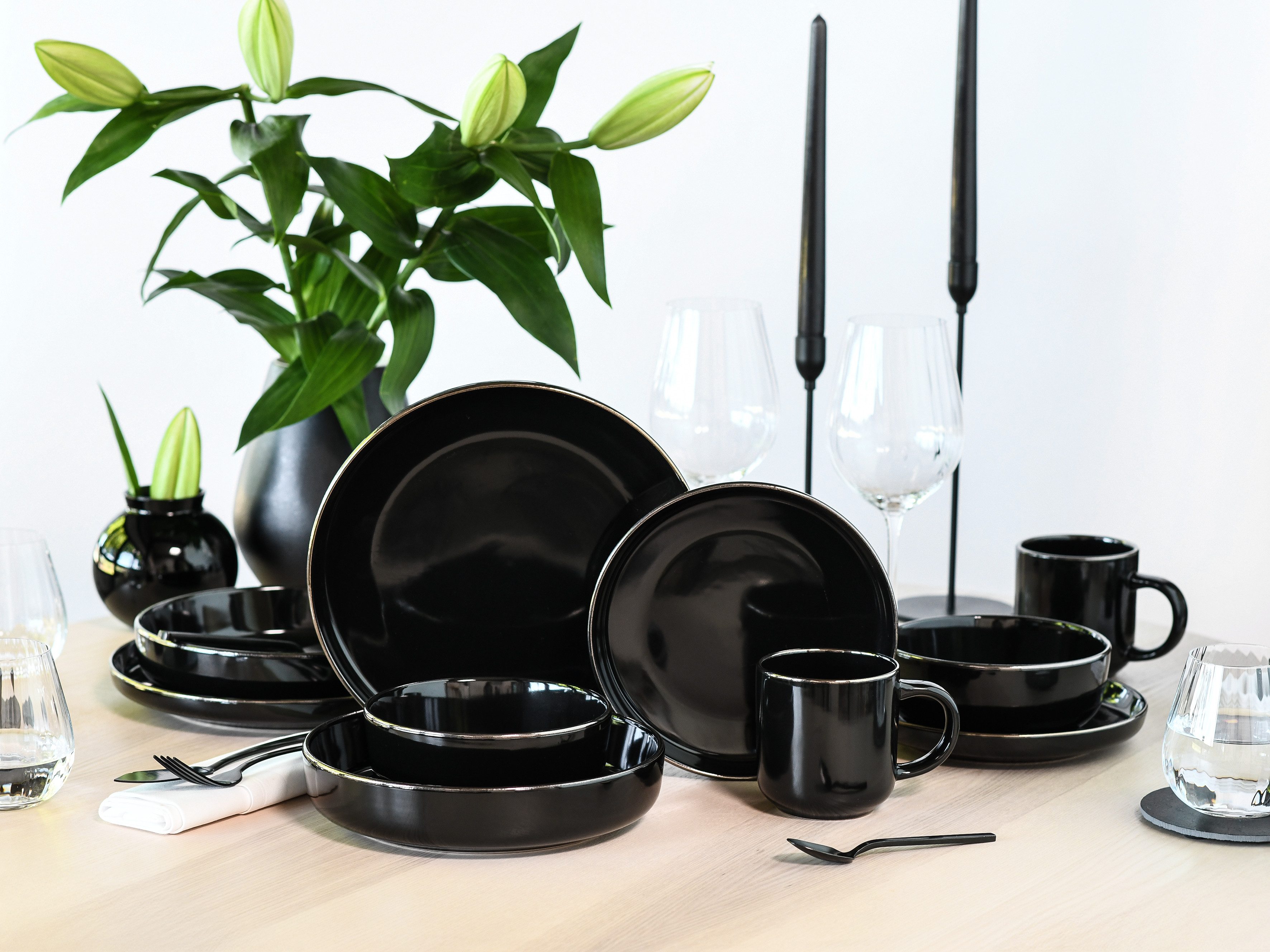 CreaTable Kombiservice Nordic Festive (10-tlg), 2 Personen, Steinzeug
