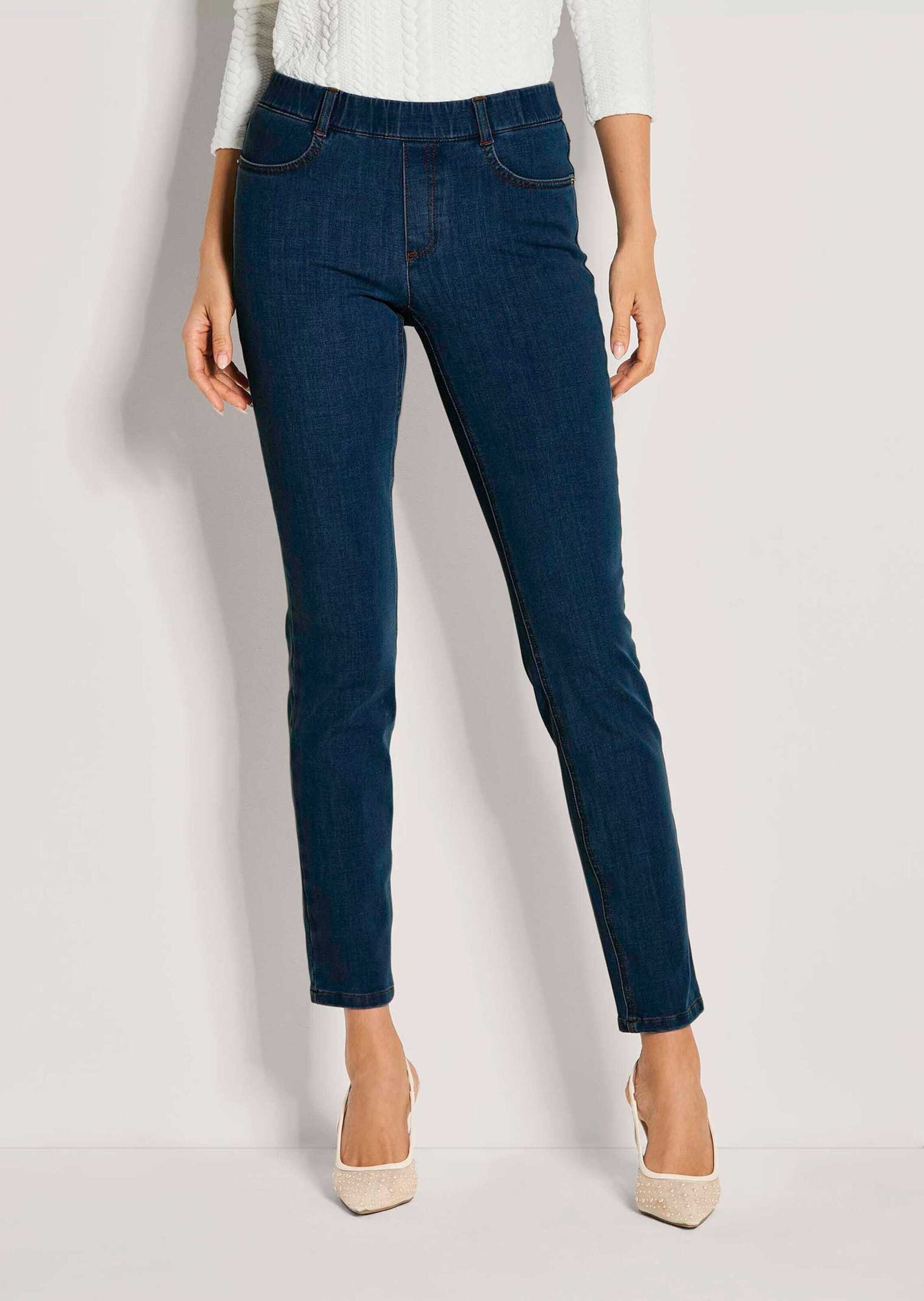 MADELEINE Gerade Jeans Kurzgröße: Denim-Leggings mit Schlupfbund Bi-elastische Jeans mit Schlupfbund im 4-Pocket-Design