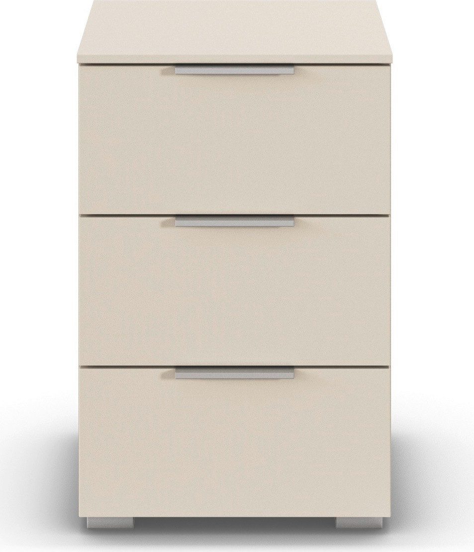 rauch Nachtkommode Nachttisch Nachtkonsole Nachtschrank ASTANA (Breite 40 cm / Höhe 61 cm), mit 3 geräumigen Schubladen, Kantengriff in Alufarben MADE IN GERMANY